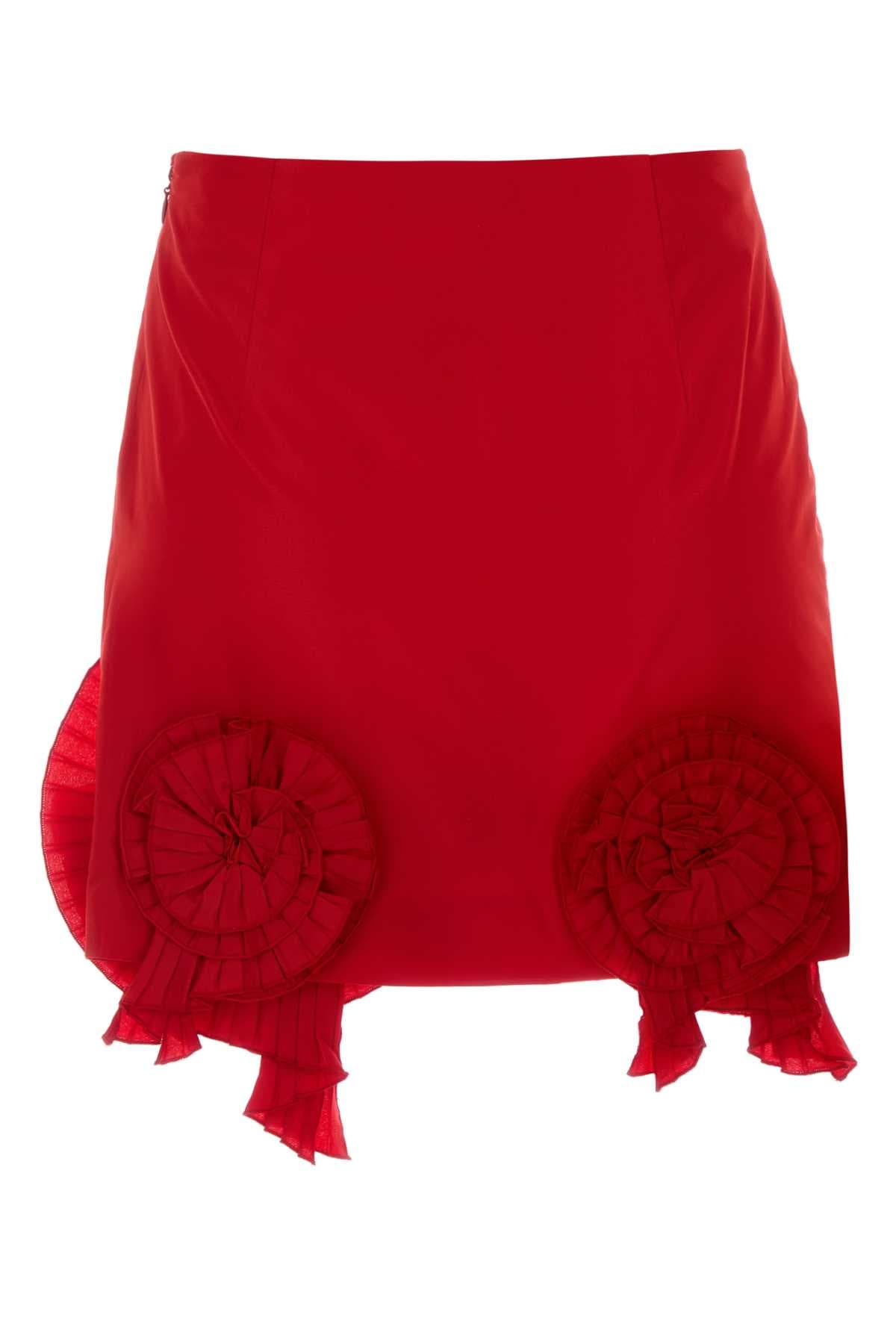 Red taffeta mini skirt - мініатюра 2