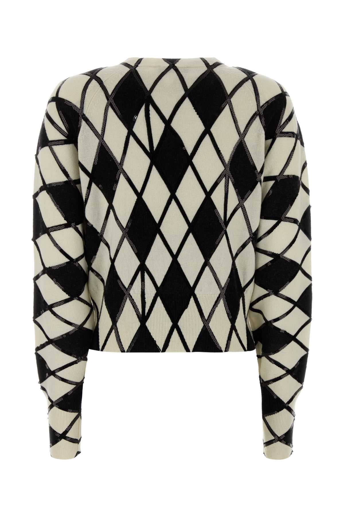 Embroidered wool blend cardigan - мініатюра 2