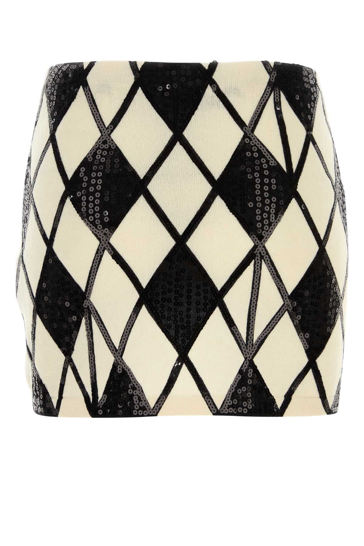 Embroidered wool blend mini skirt - мініатюра 2