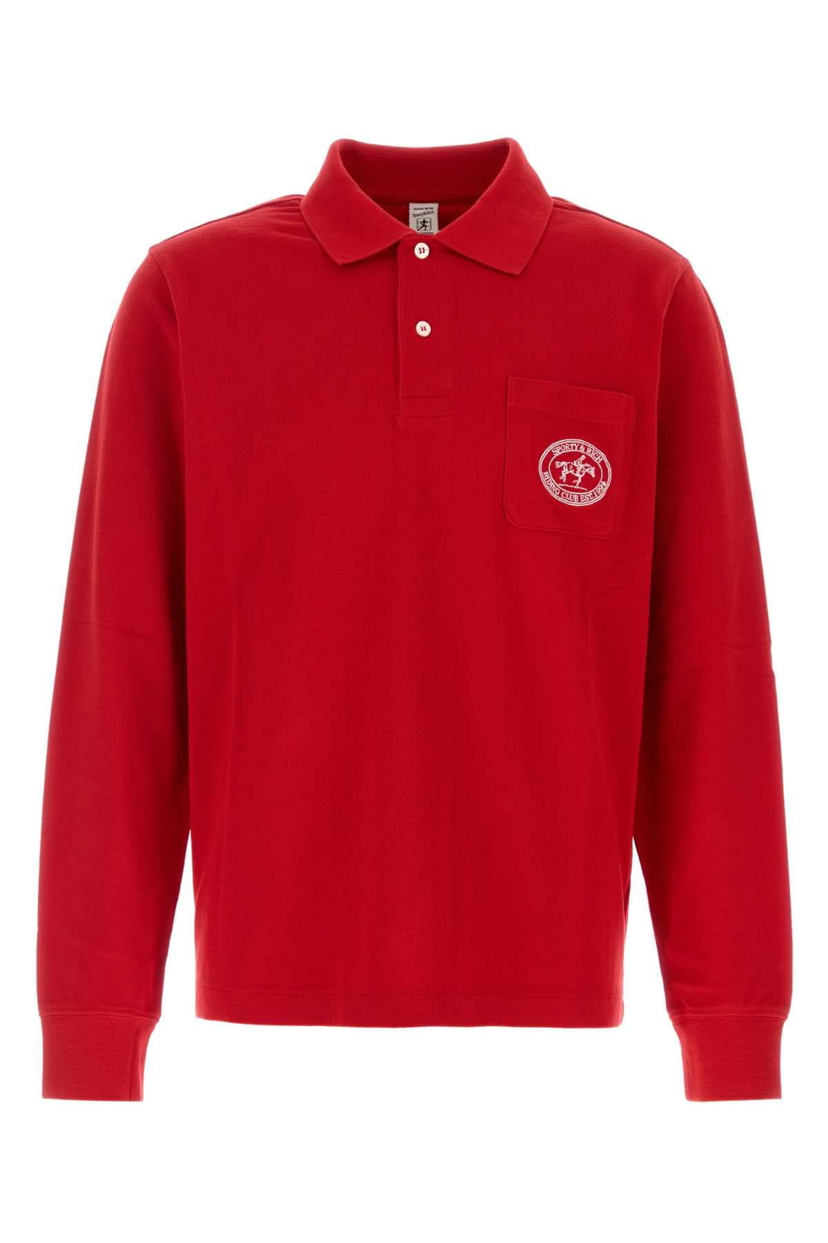 Red piquet polo shirt