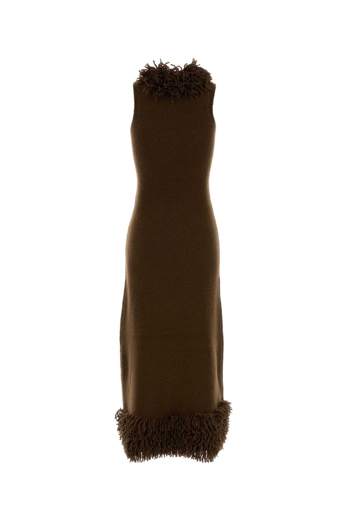 Brown wool blend dress - мініатюра 2