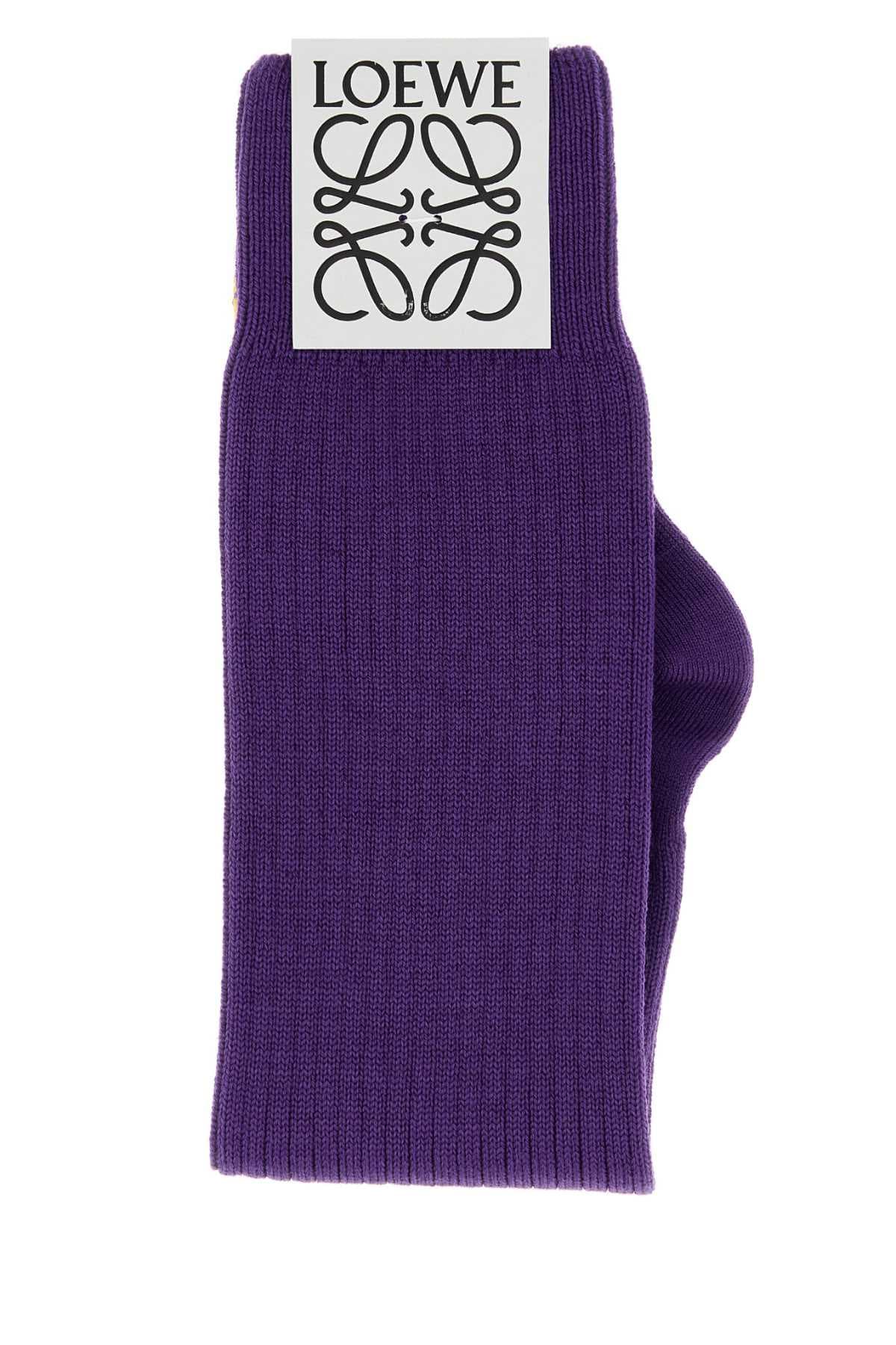 Purple stretch wool blend socks