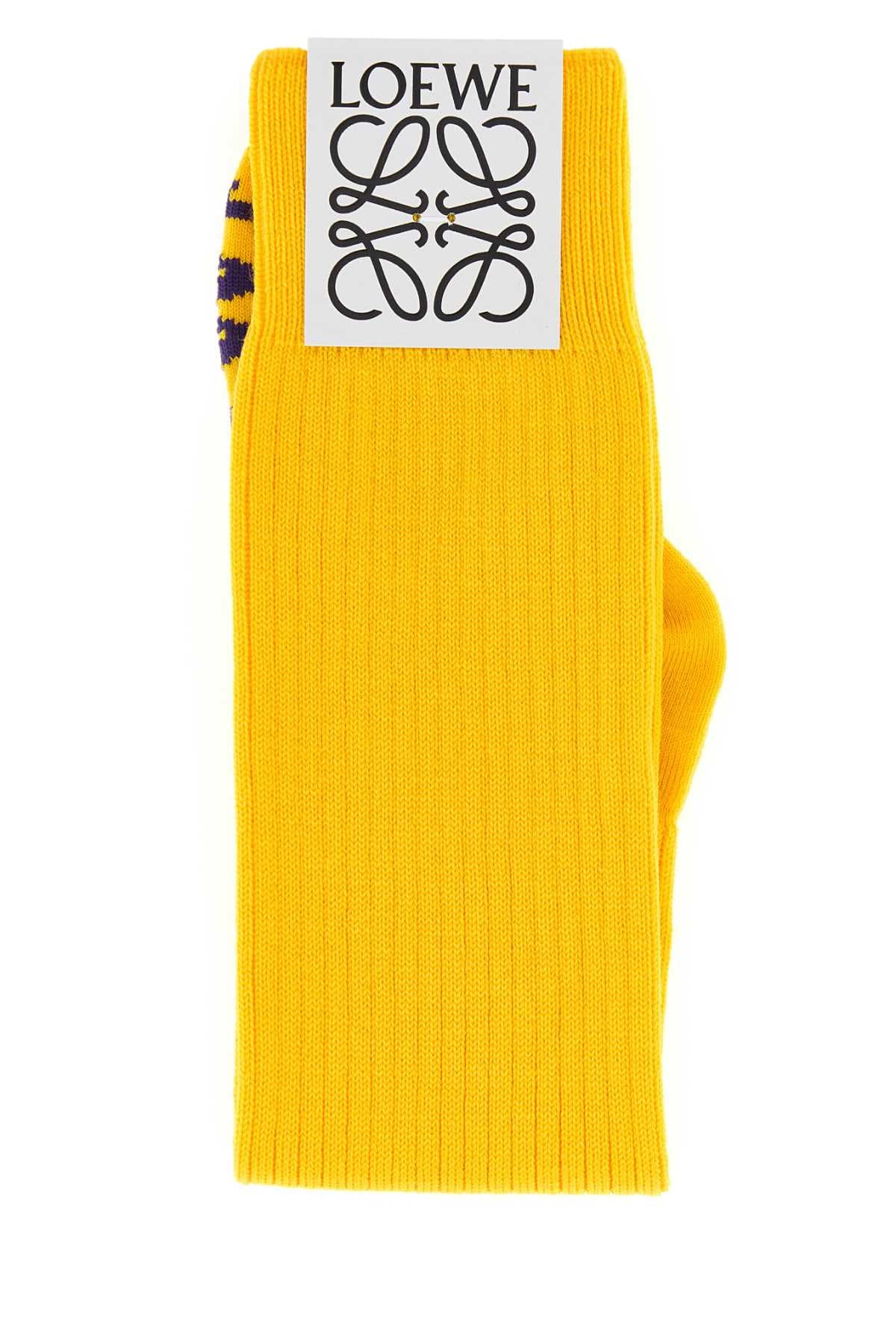 Yellow stretch wool blend socks