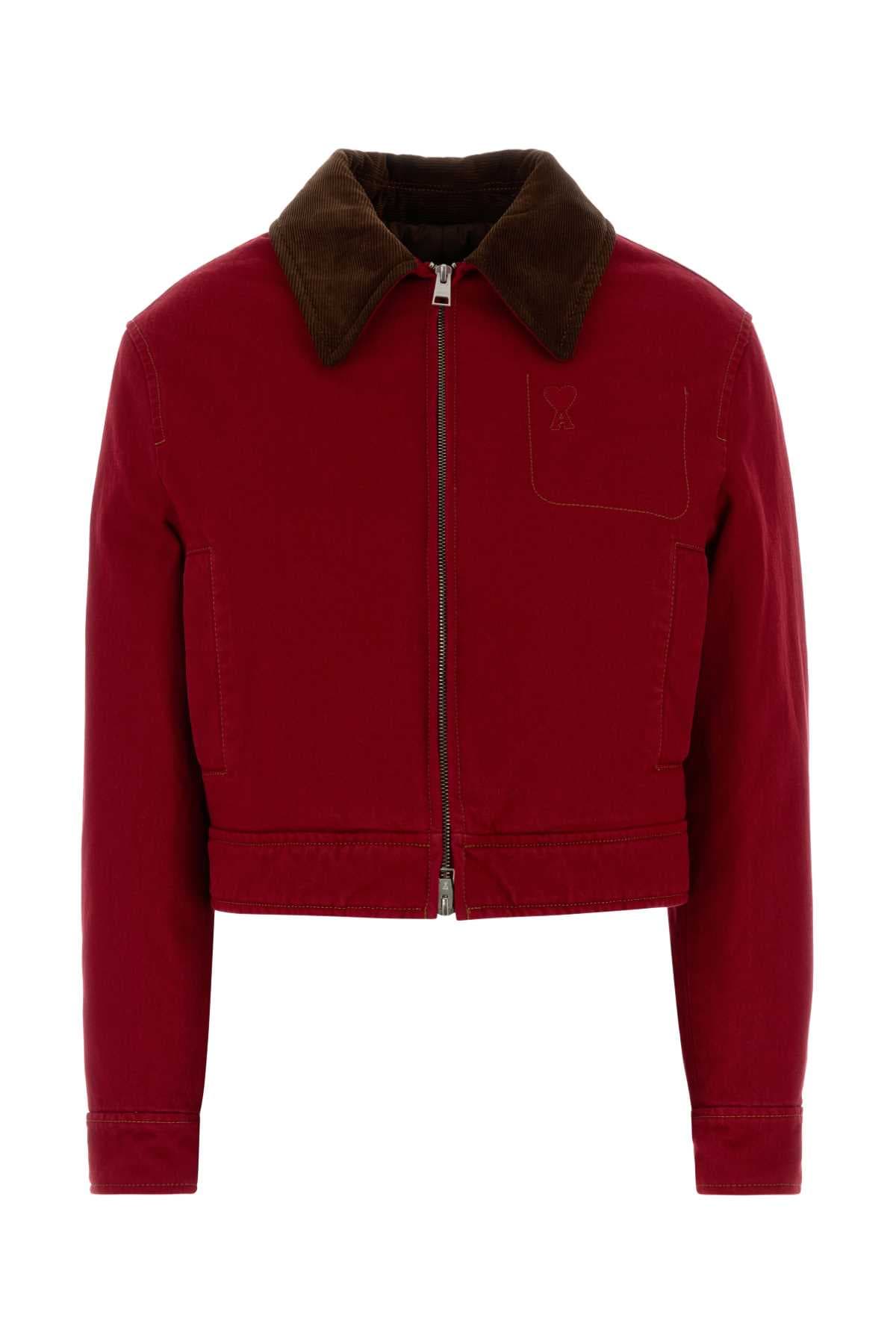Red denim jacket