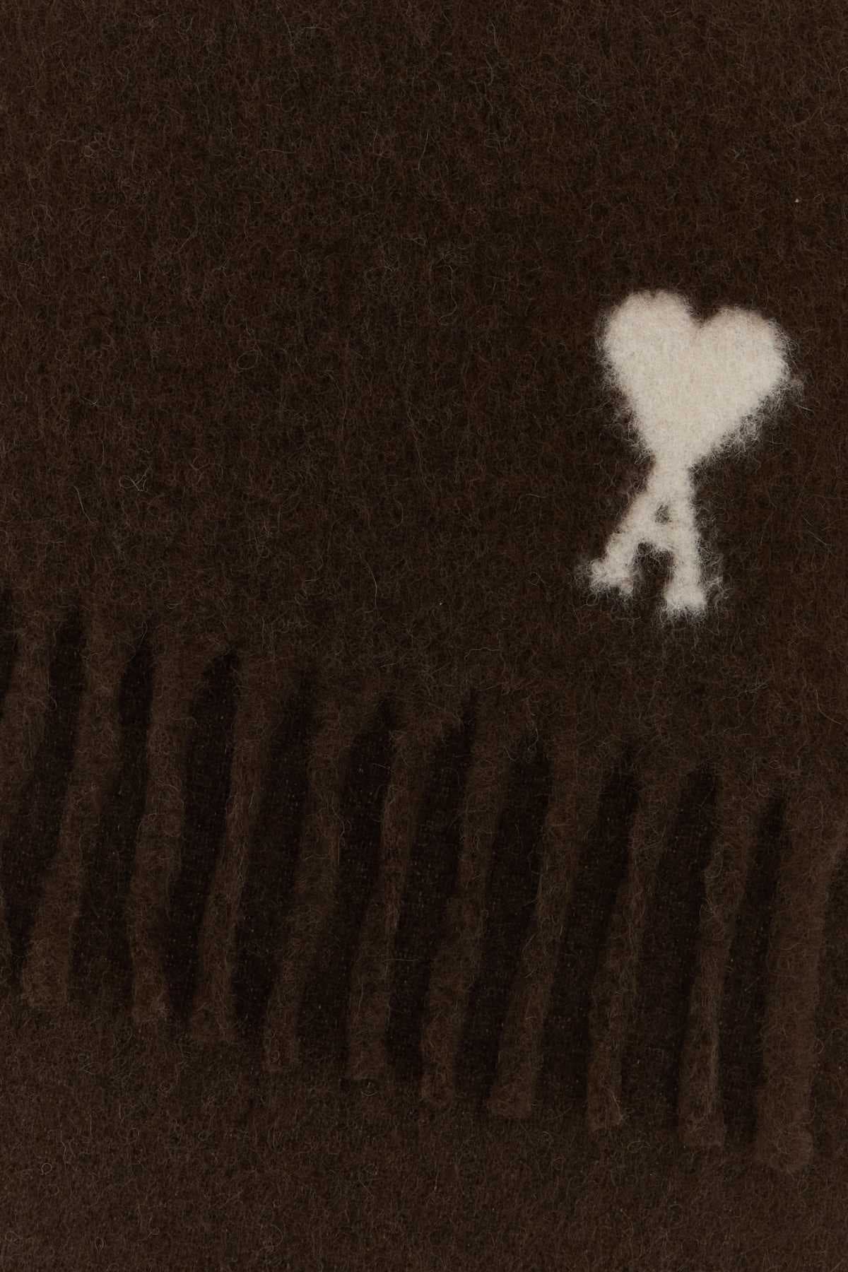 Dark brown alpaca blend scarf - мініатюра 2