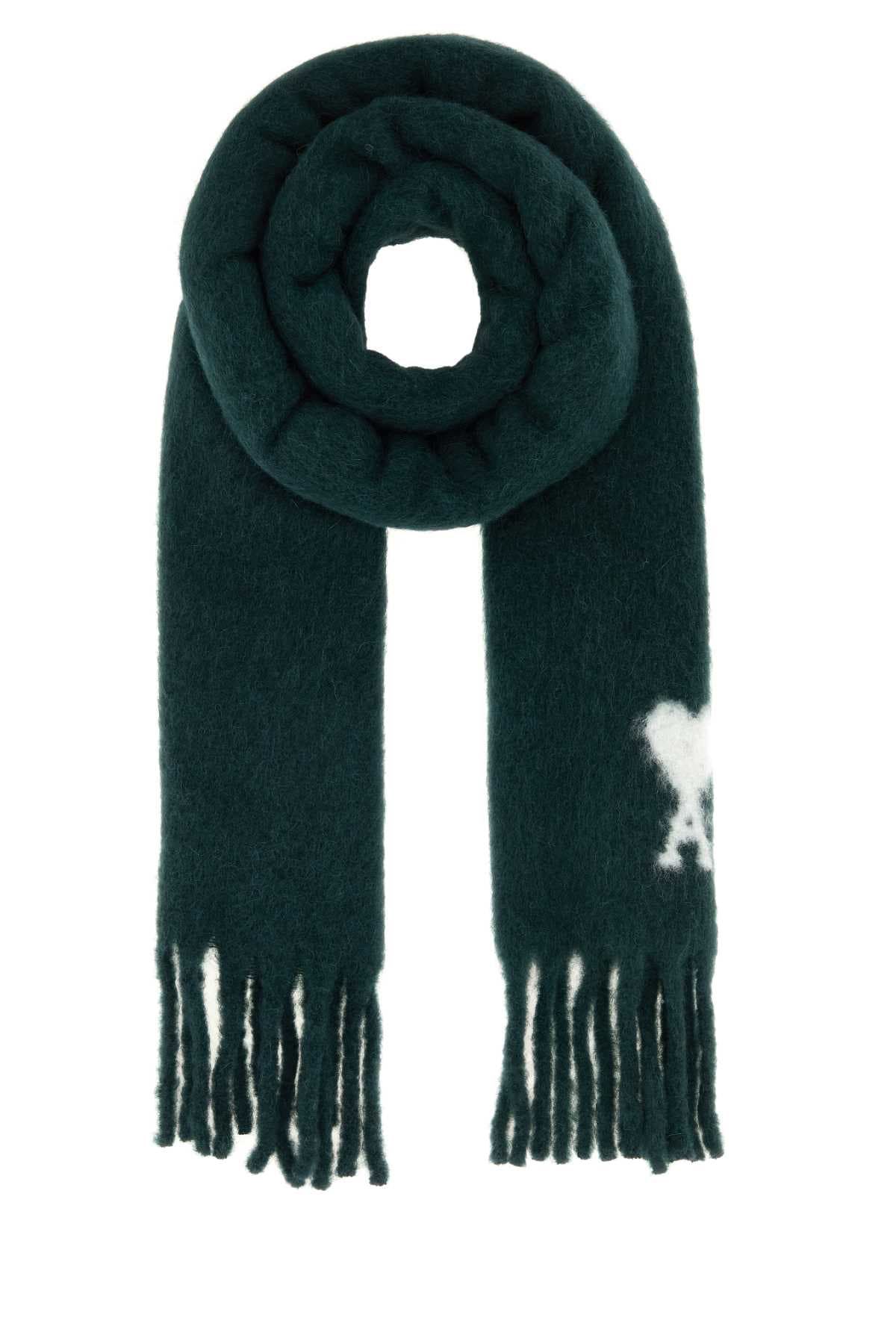 Bottle green alpaca blend scarf