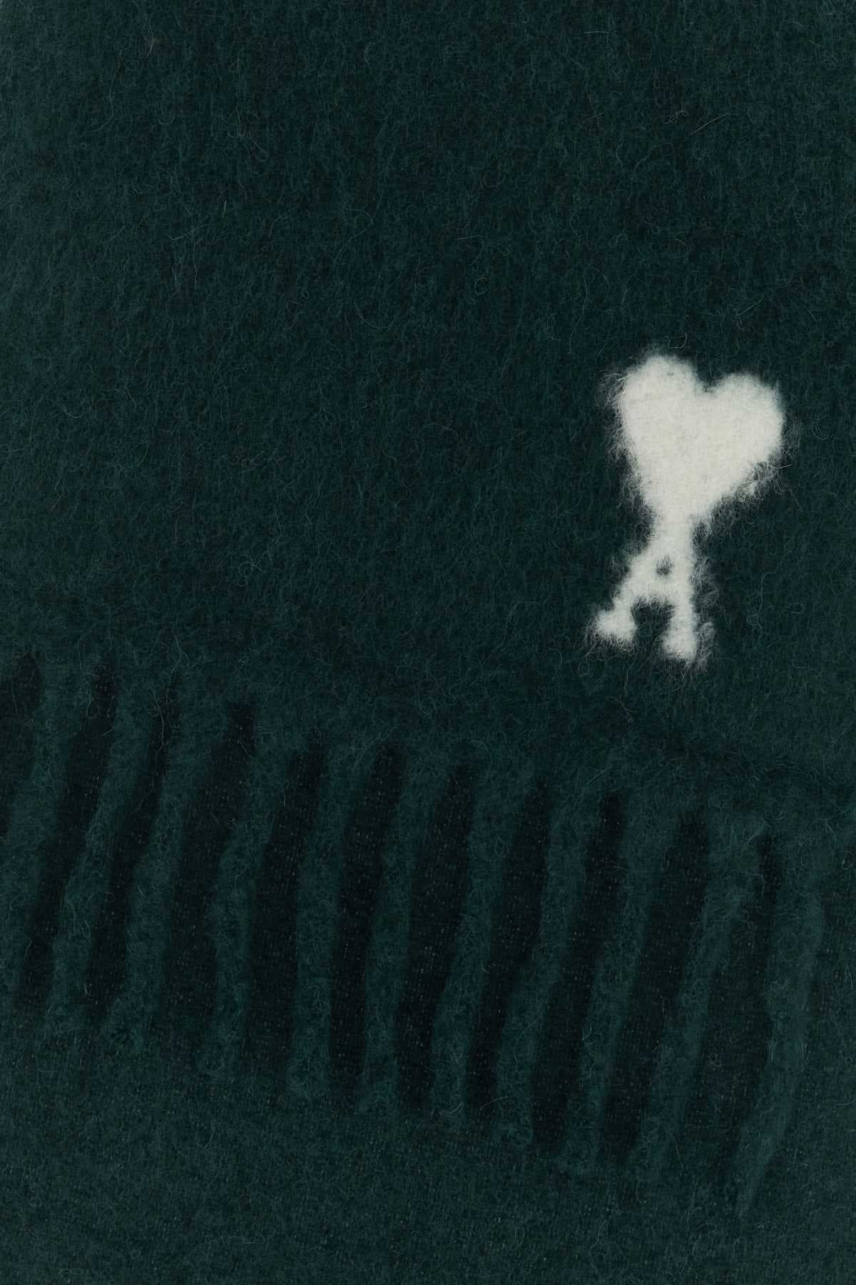 Bottle green alpaca blend scarf - мініатюра 2