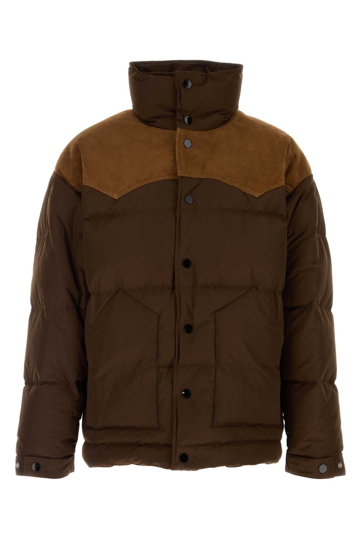 Brown polyester blend down jacket