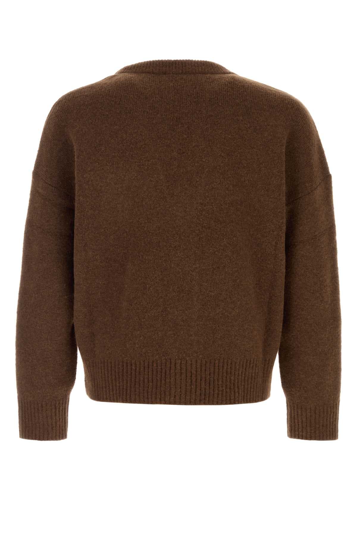 Brown stretch alpaca blend cardigan - мініатюра 2
