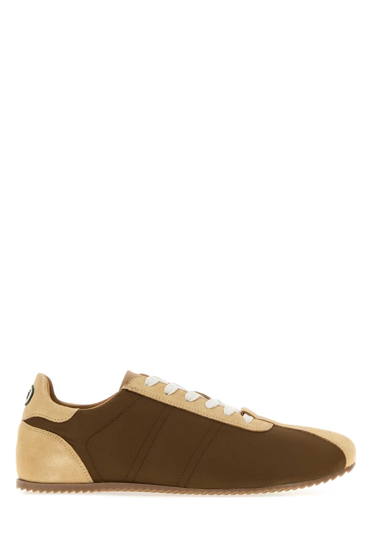 Two-tone suede and fabric sneakers