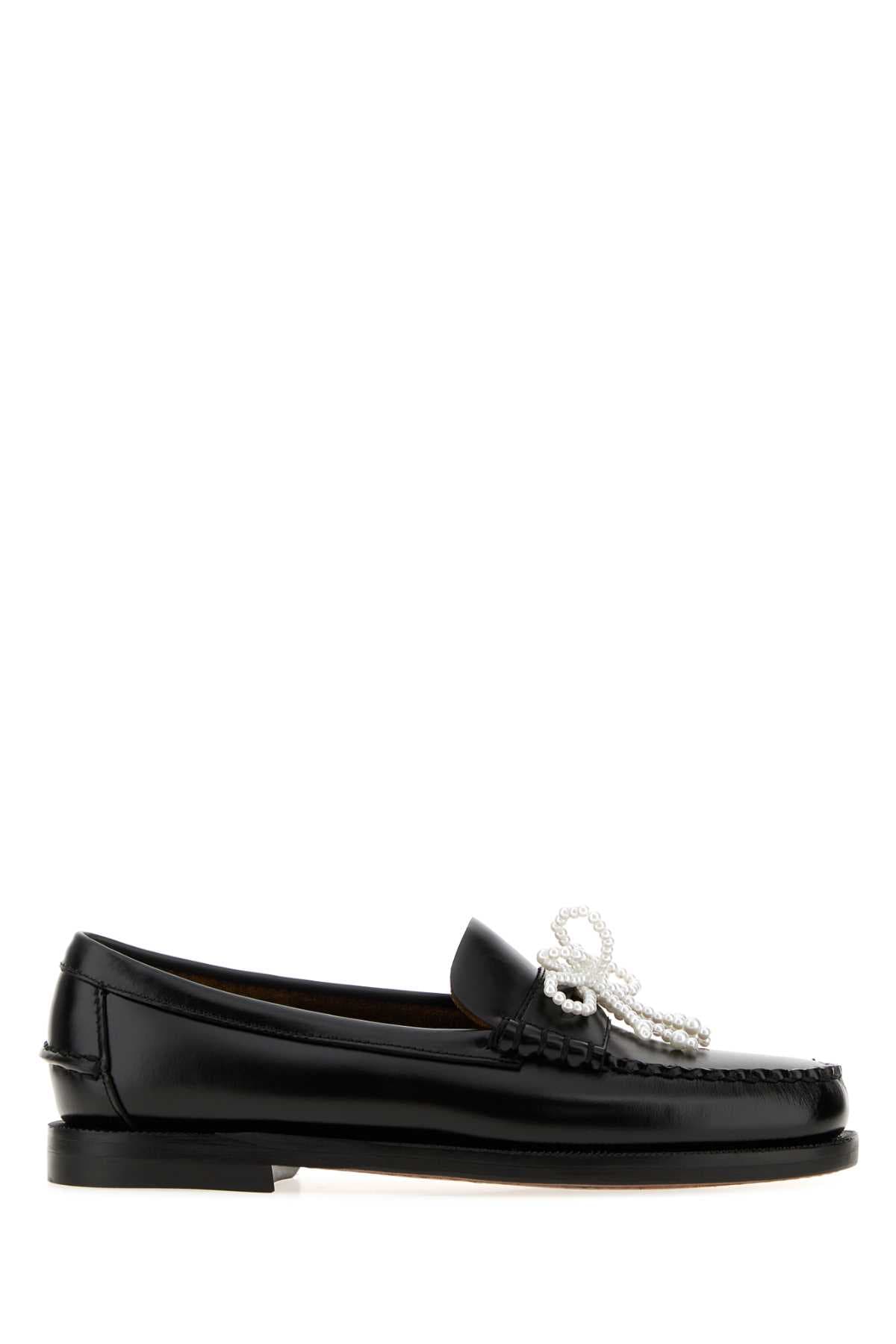 Black leather Dan Pearls loafers
