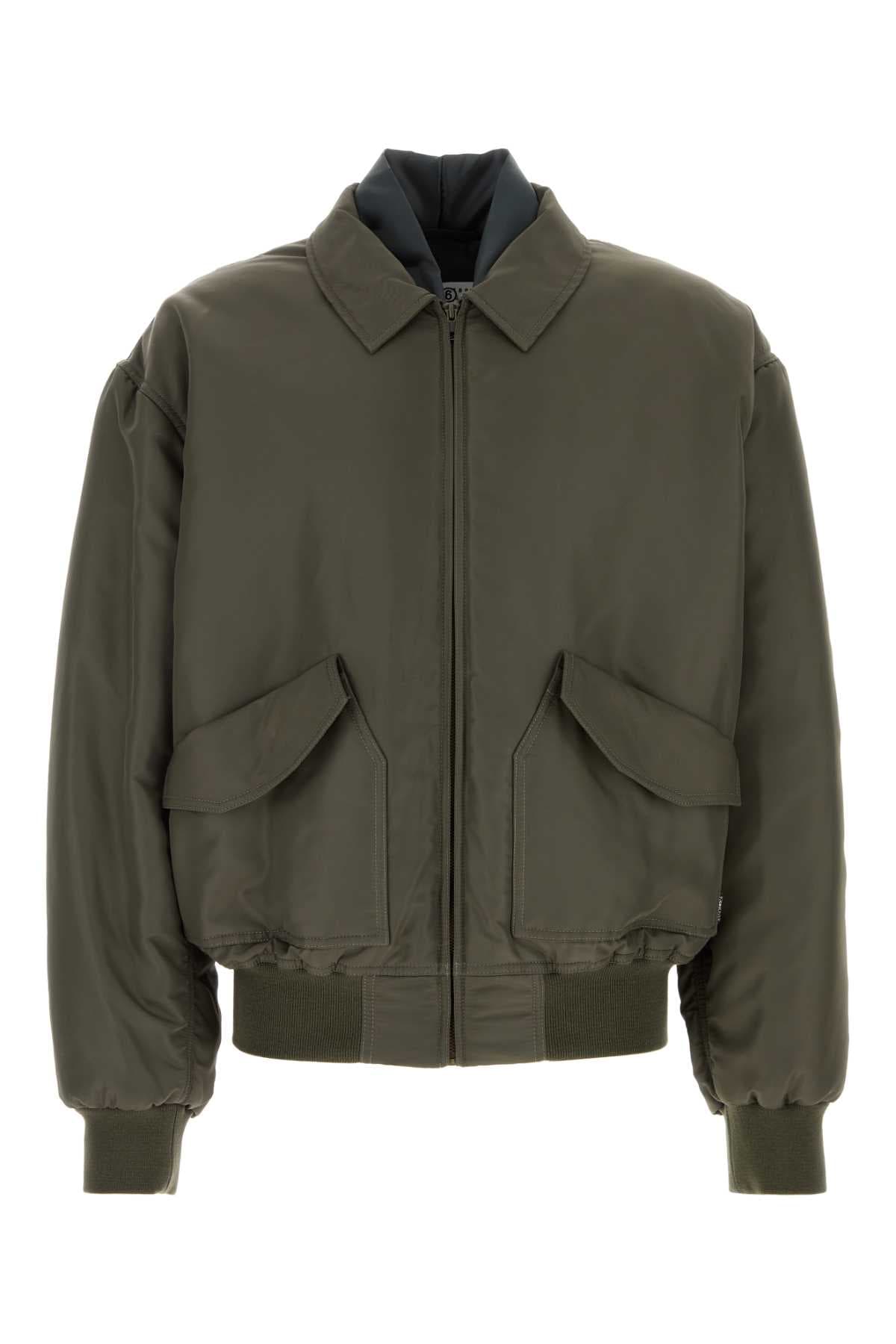 Olive green nylon bomber jacket