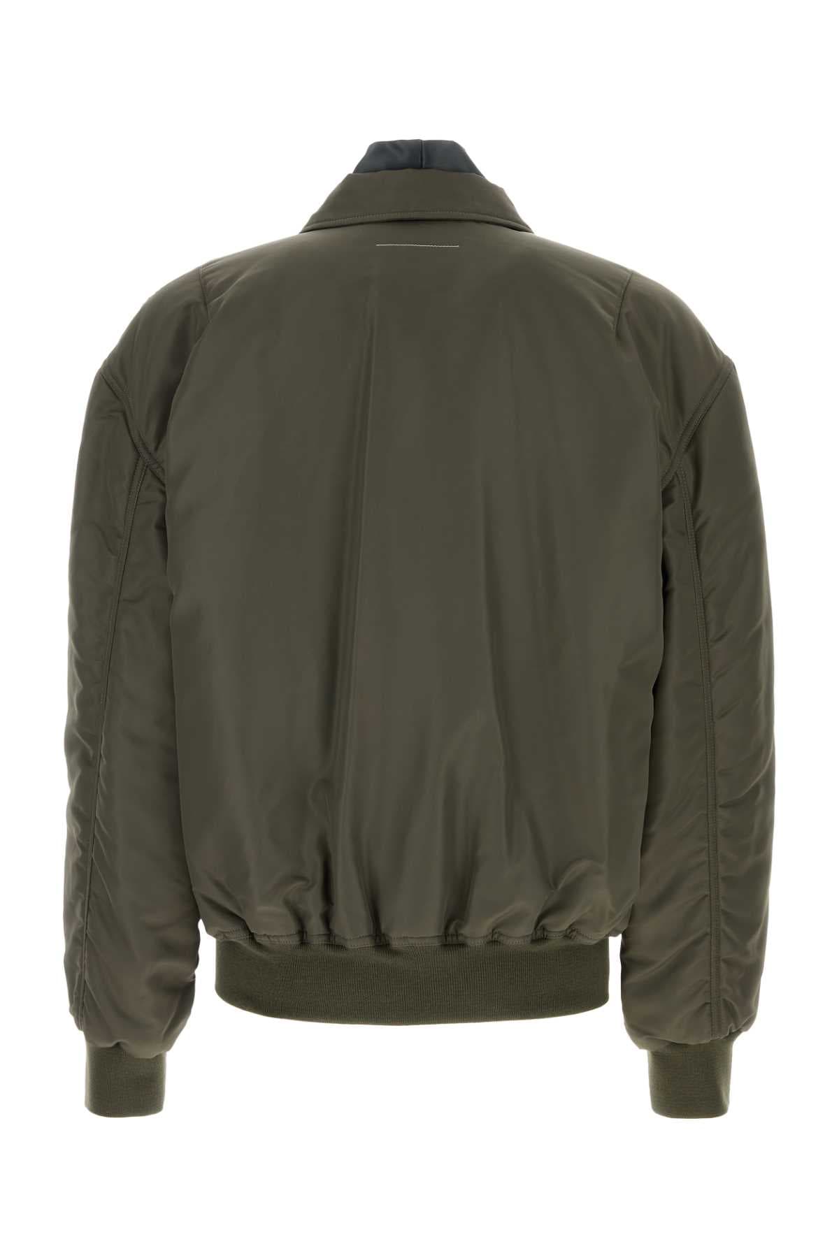 Olive green nylon bomber jacket - мініатюра 2