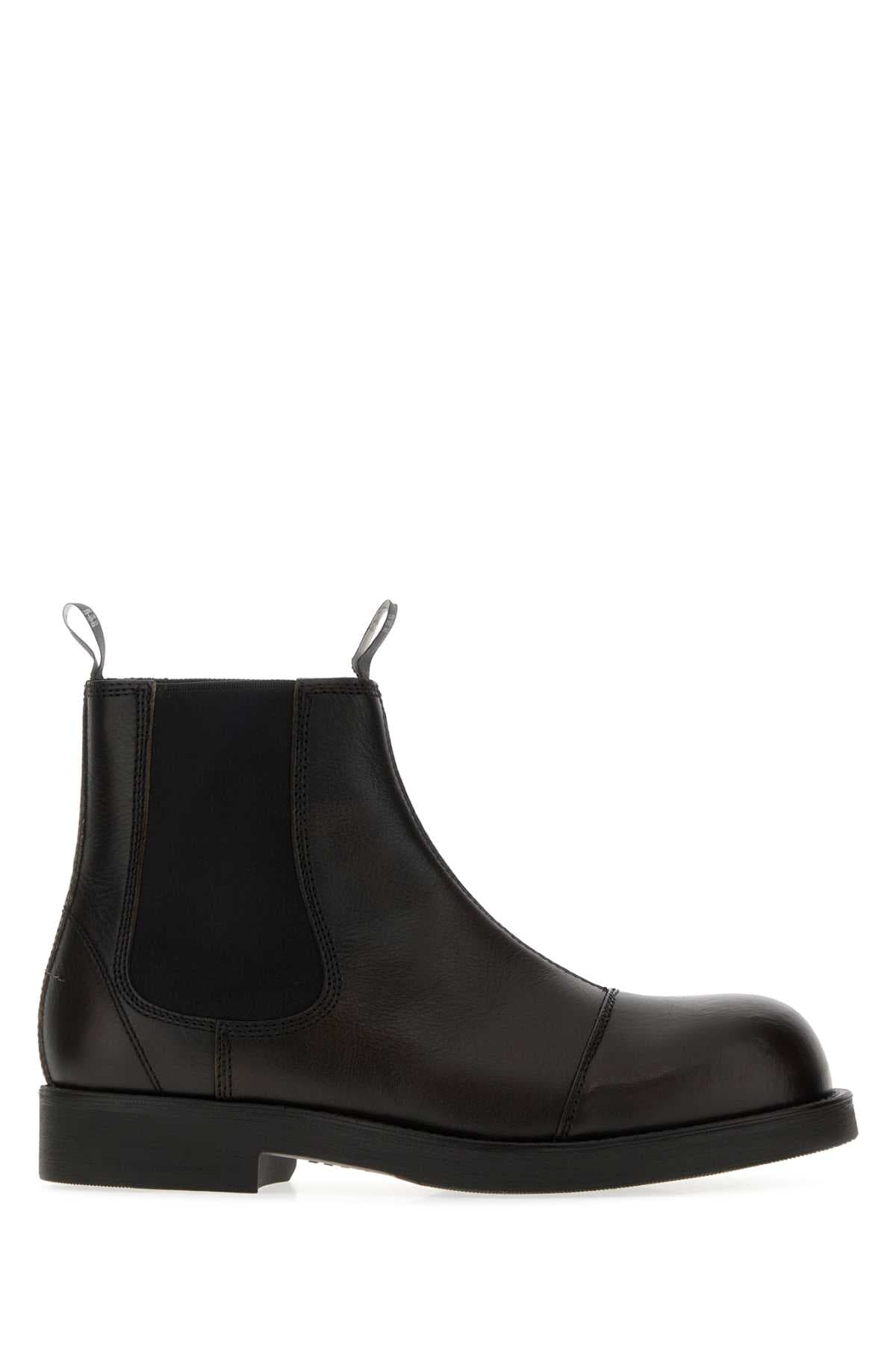 Dark brown leather ankle boots
