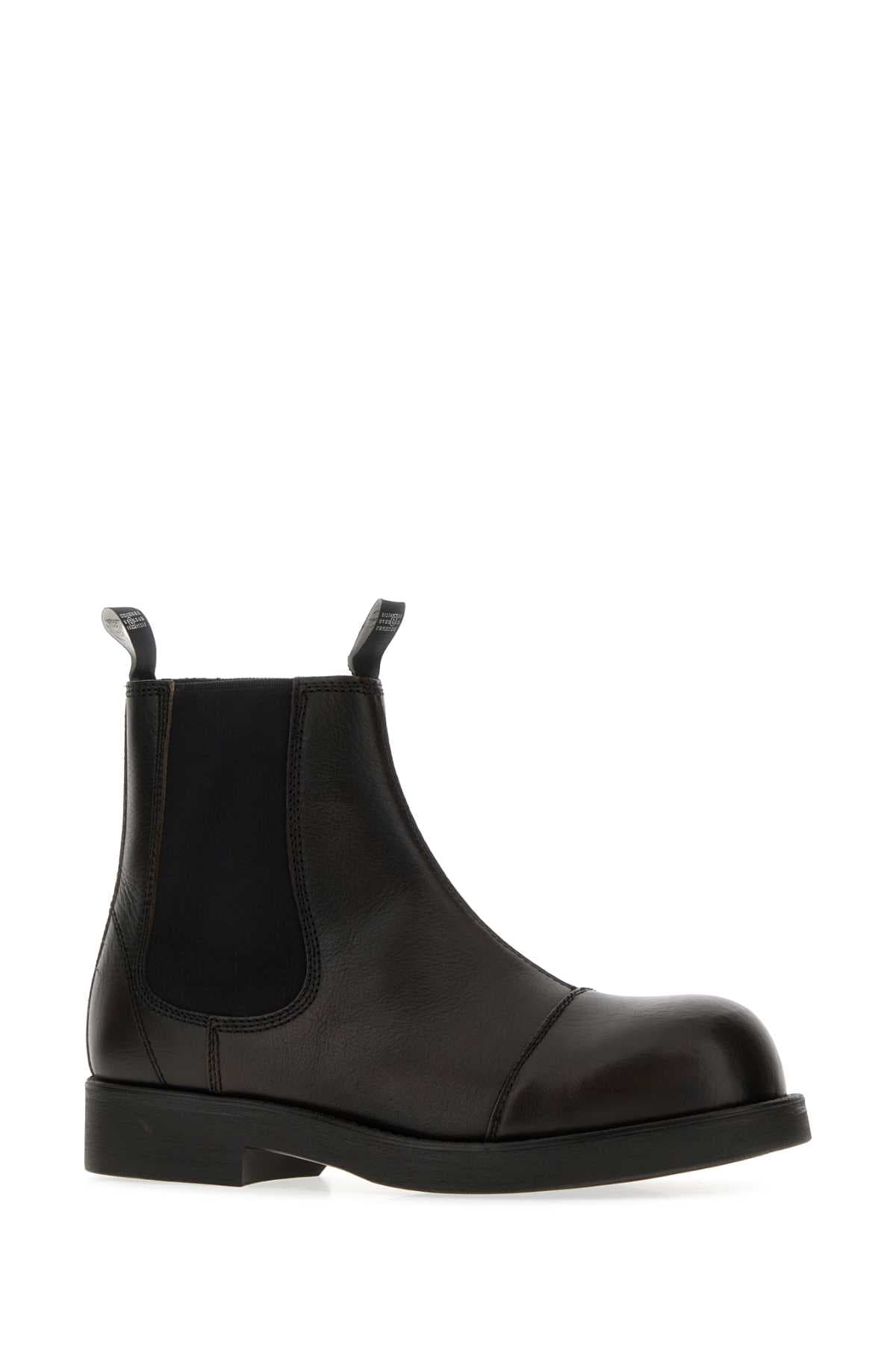 Dark brown leather ankle boots - мініатюра 2