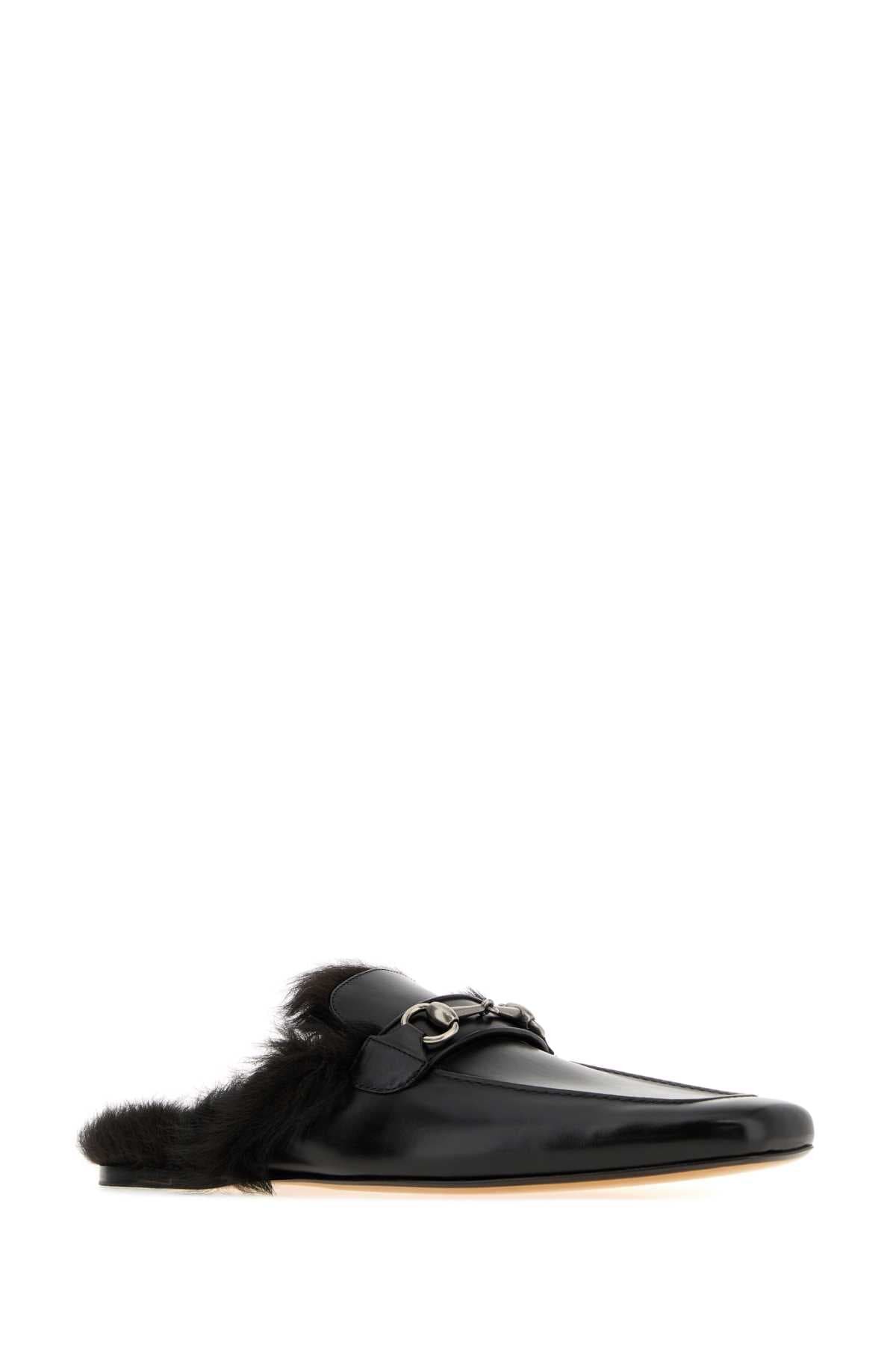 Black leather slippers - мініатюра 2