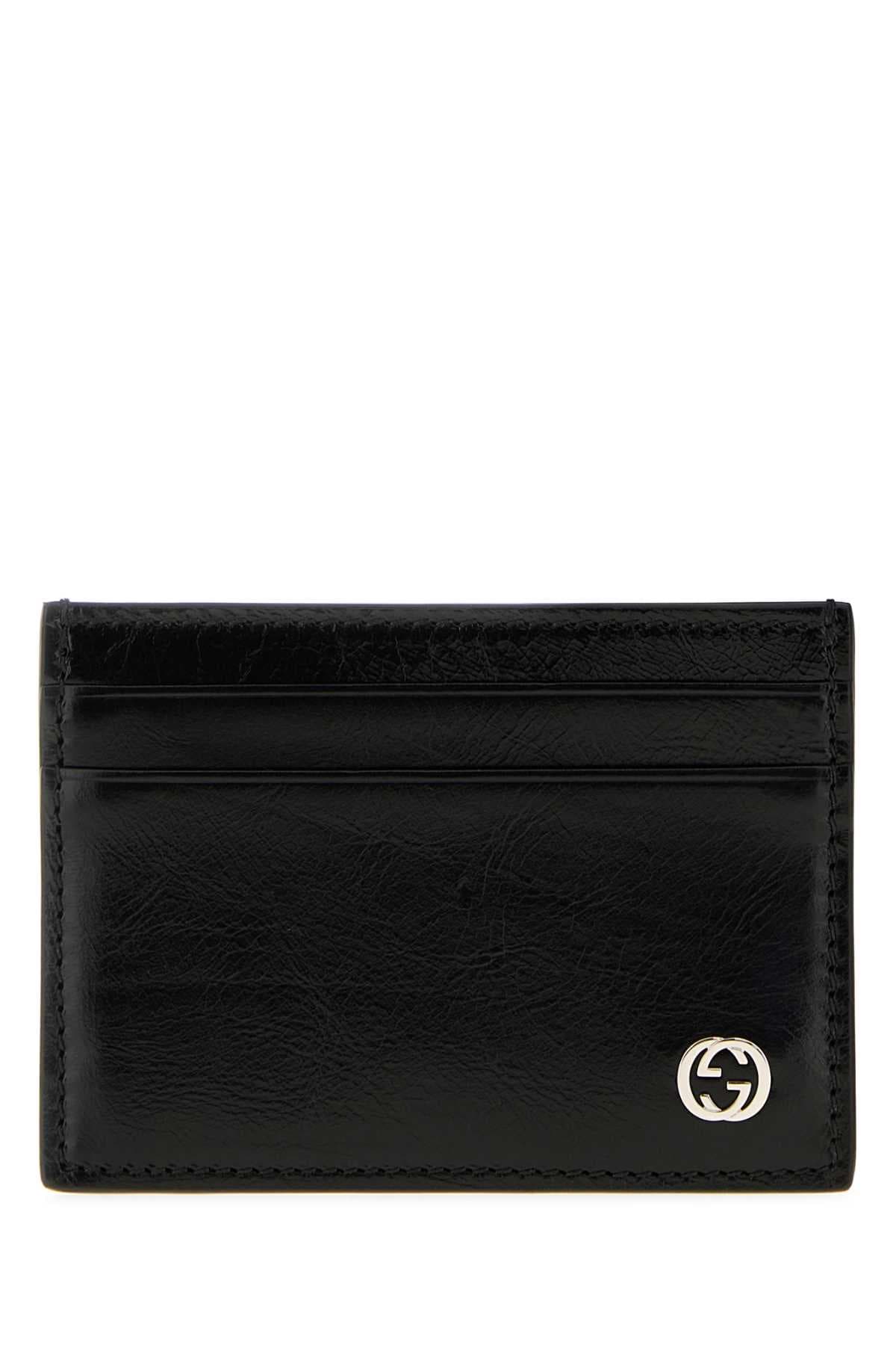 Black leather card holder