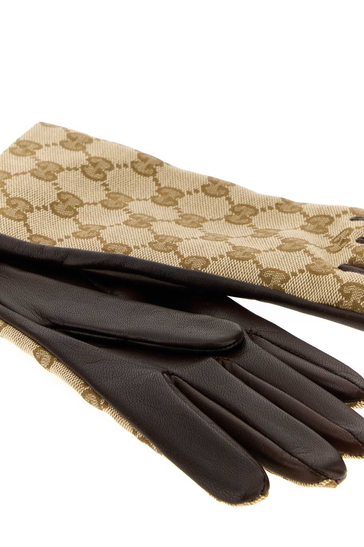 GG fabric and leather gloves - мініатюра 2
