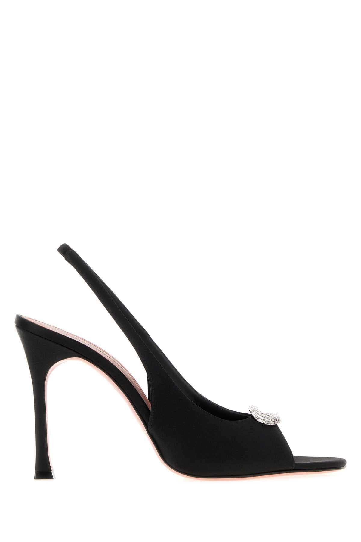 Black satin Mini Camelia sandals