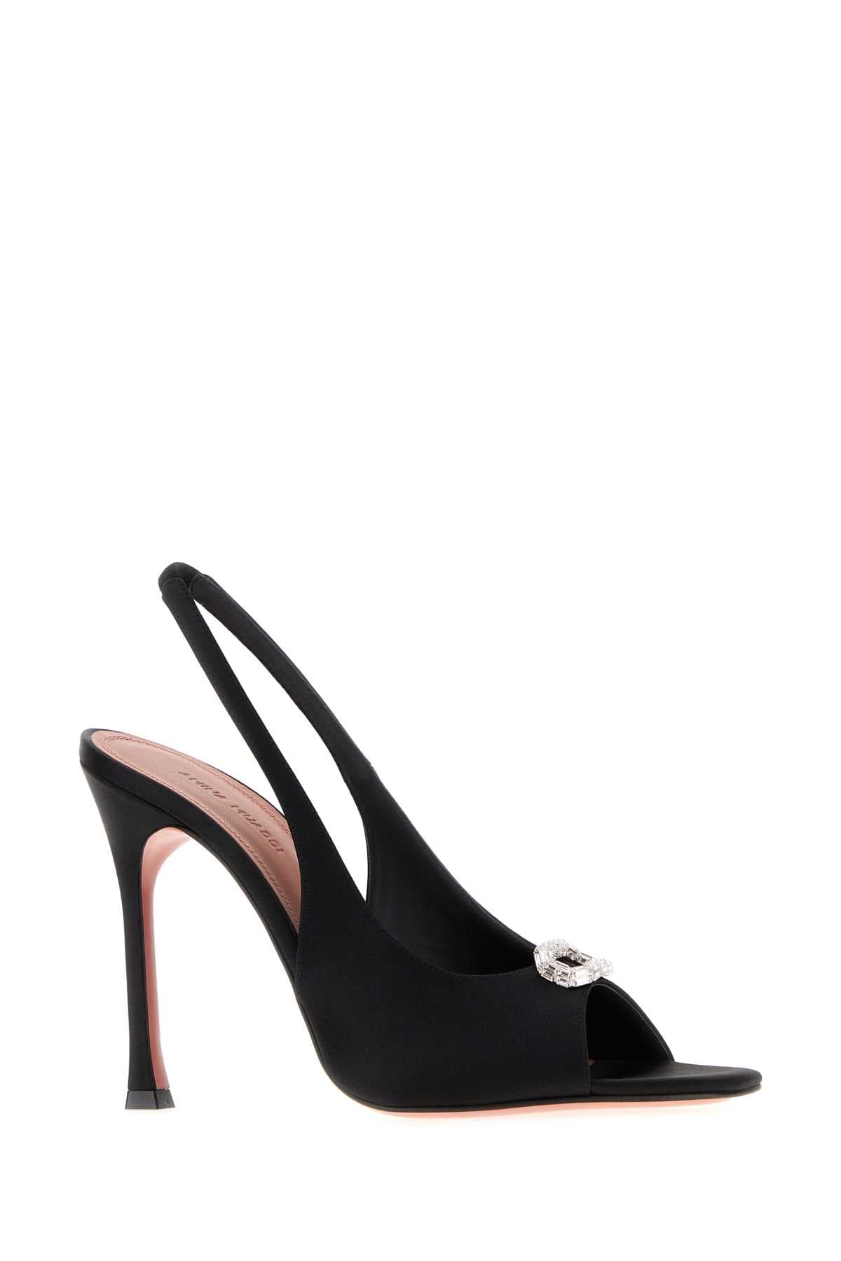 Black satin Mini Camelia sandals - мініатюра 2