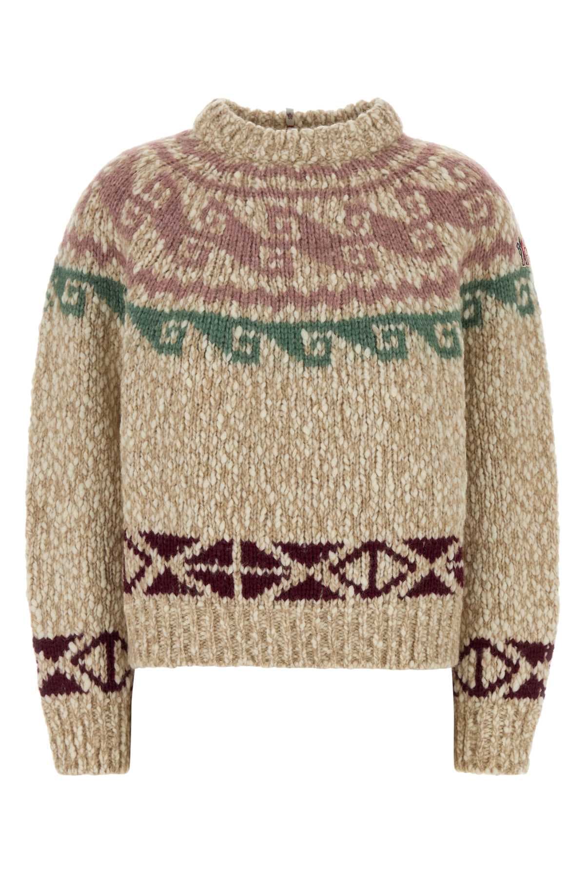 Embroidered wool blend sweater