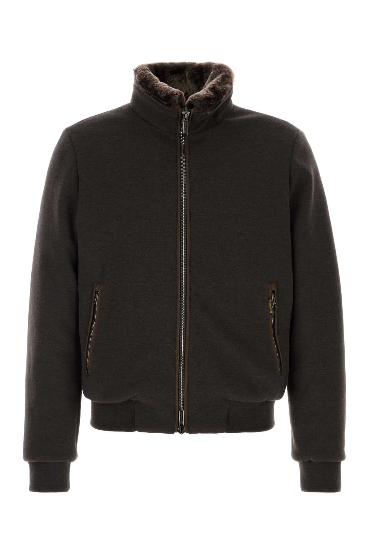 Dark brown wool blend Bellati down jacket