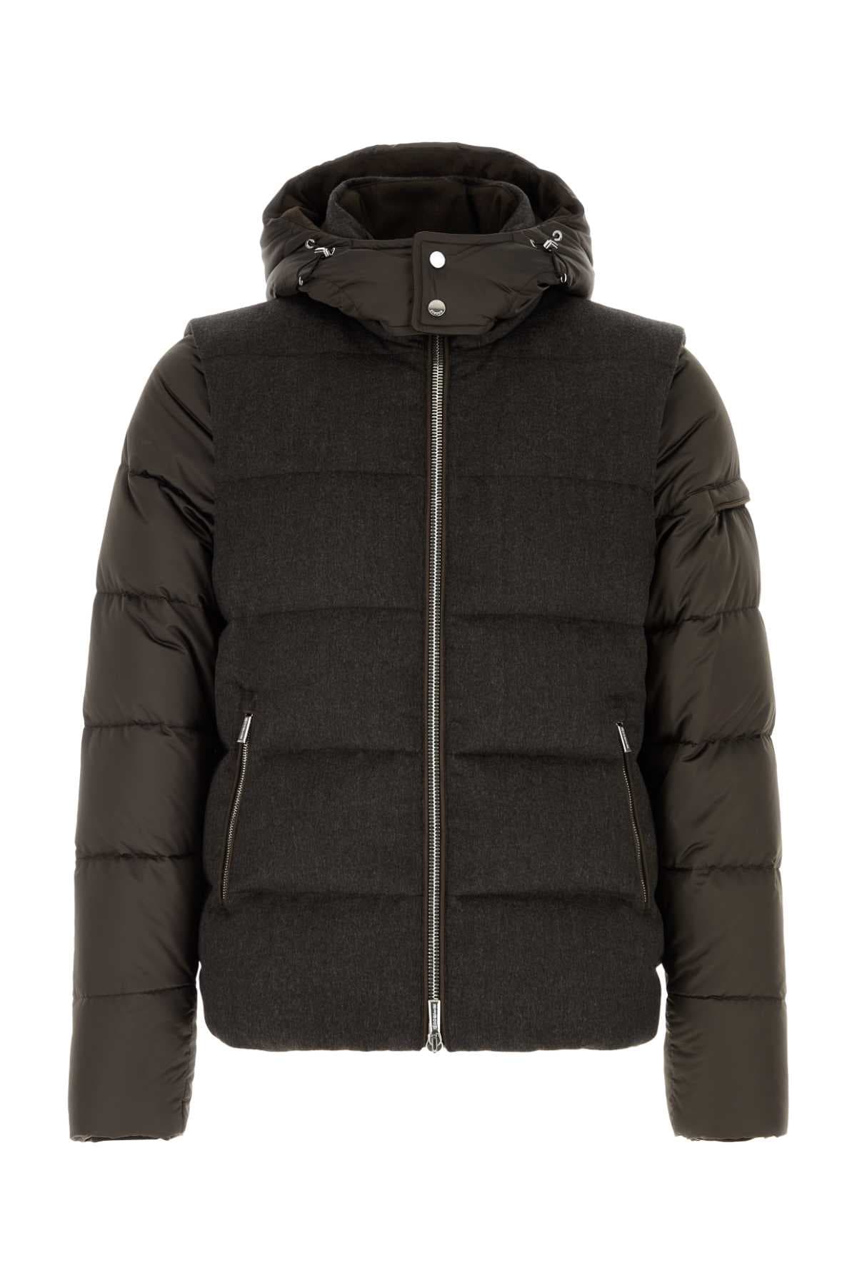 Dark brown wool blend Casciano down jacket