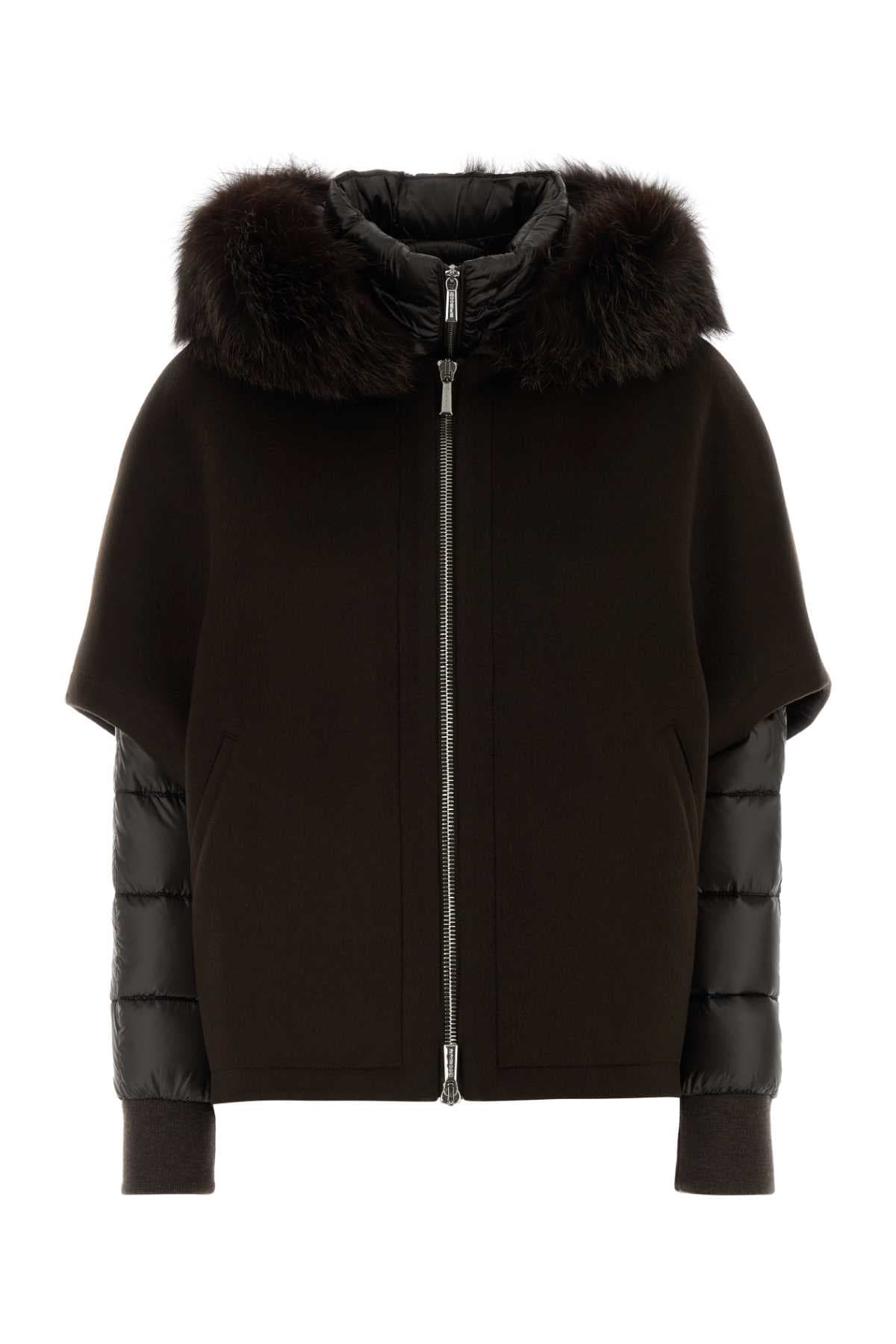 Dark brown polyester Pegaso down jacket