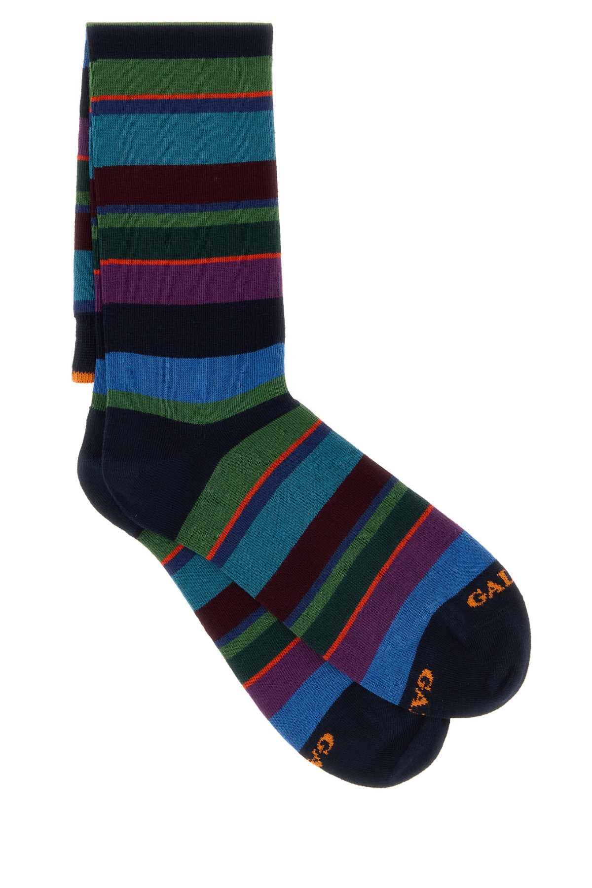 Multicolor stretch cotton blend socks