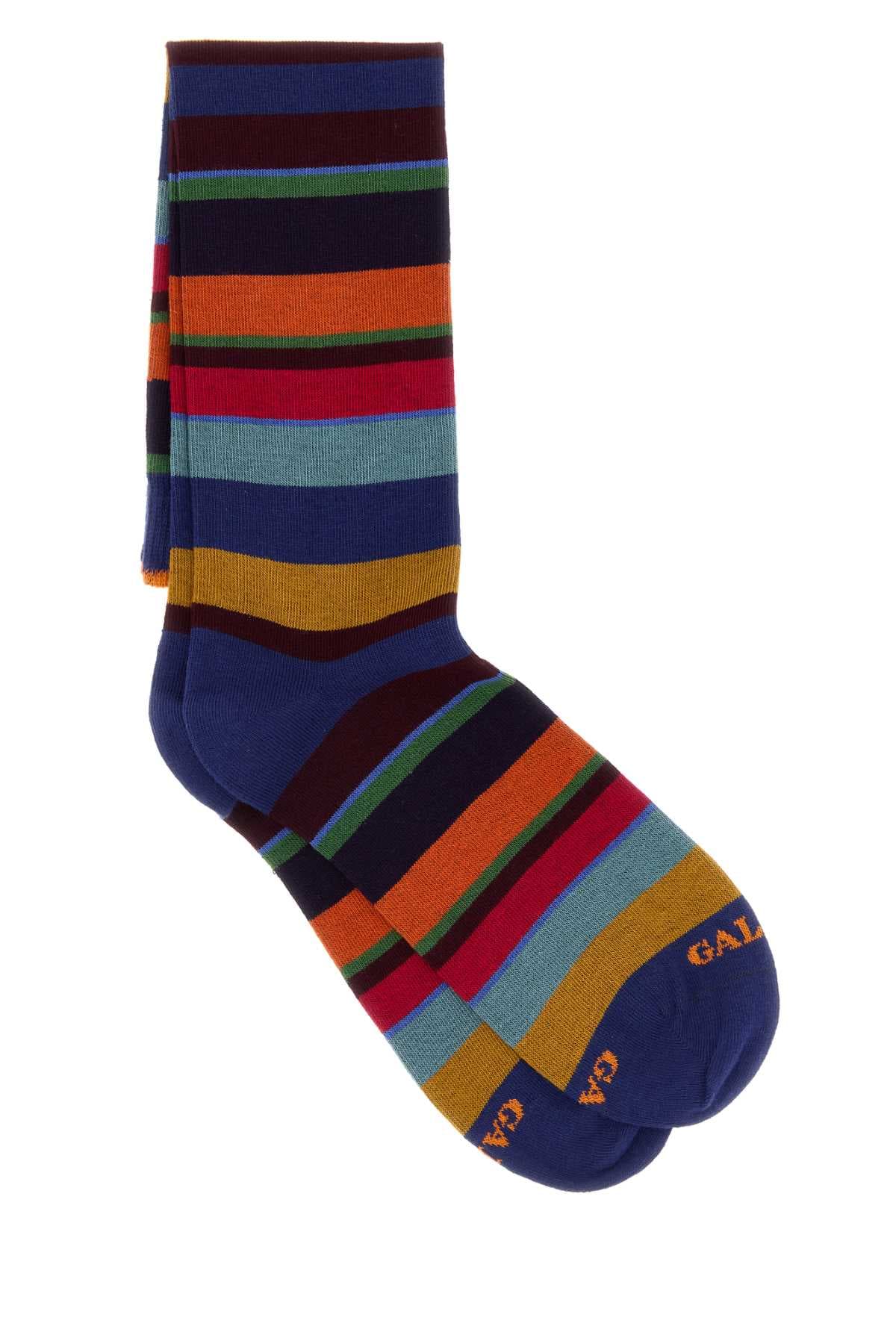 Multicolor stretch cotton blend socks