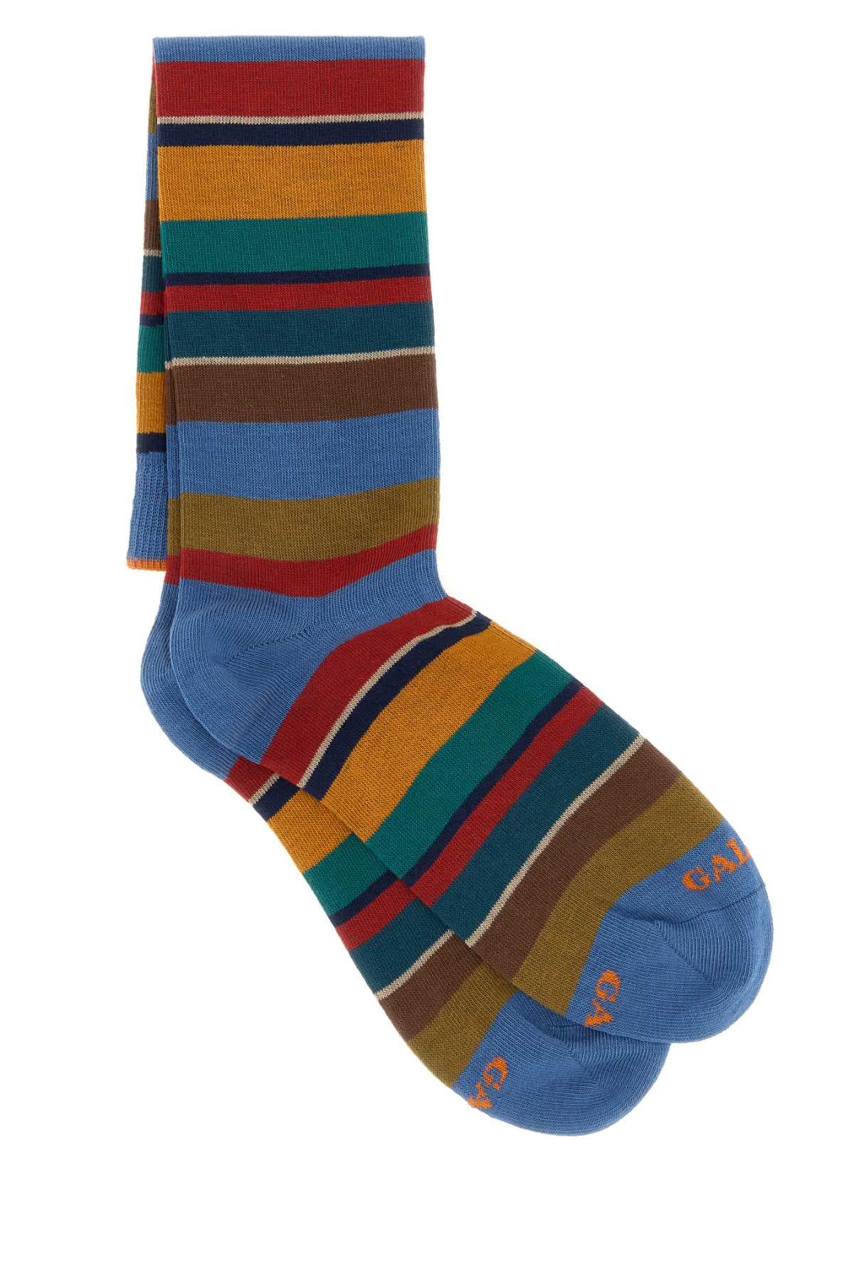 Multicolor stretch cotton blend socks