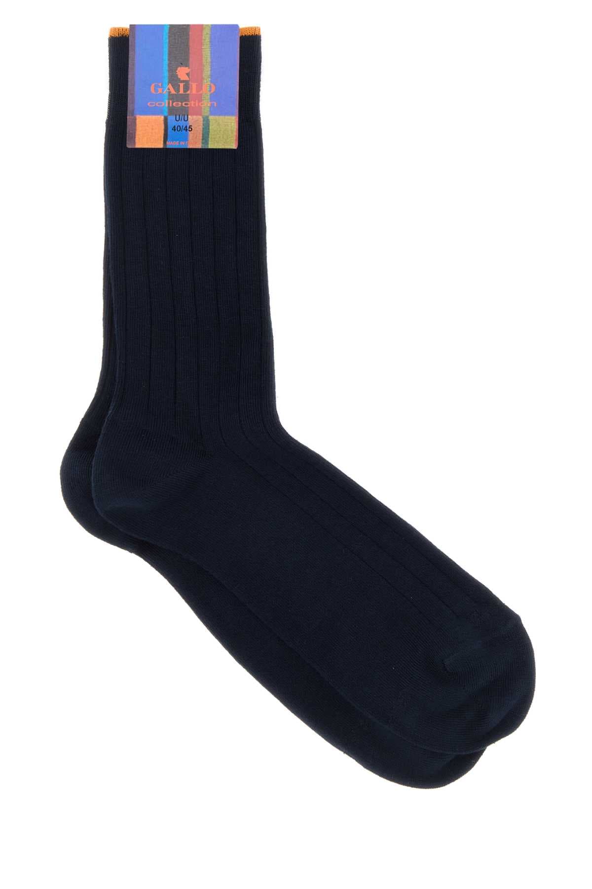 Midnight blue stretch cotton blend socks