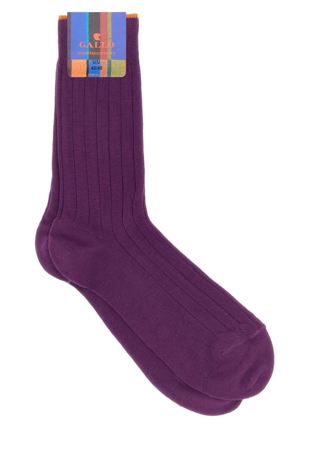 Purple stretch cotton blend socks