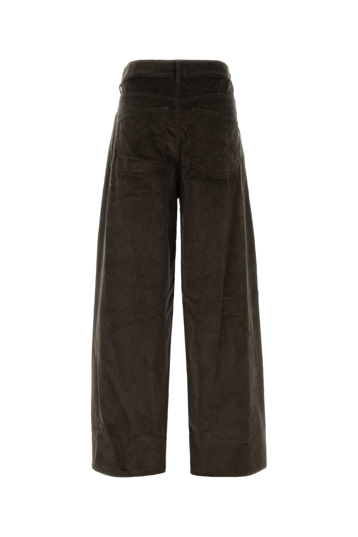 Dark brown corduroy wide-leg pant - мініатюра 2