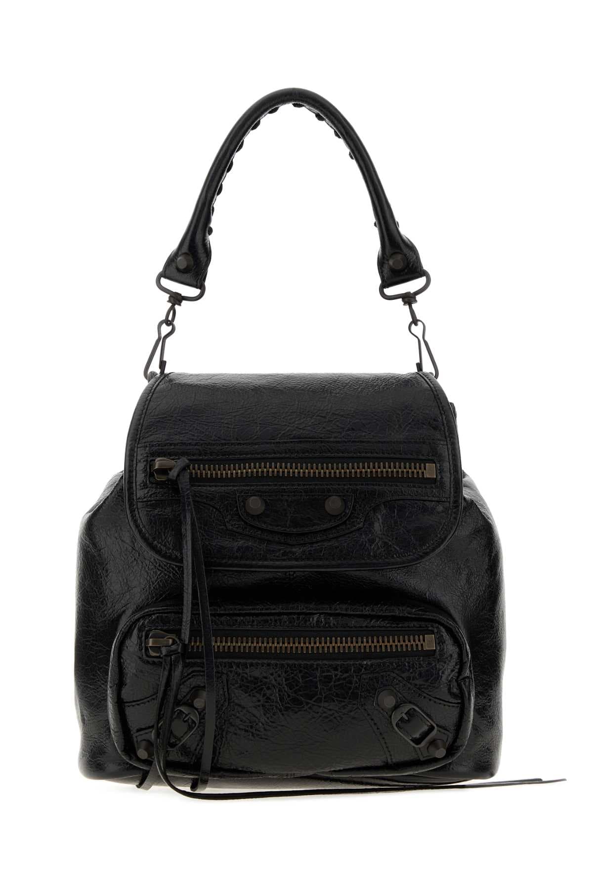 Black leather mini Le City backpack