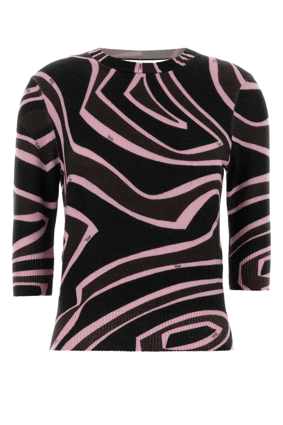 Embroidered wool blend sweater