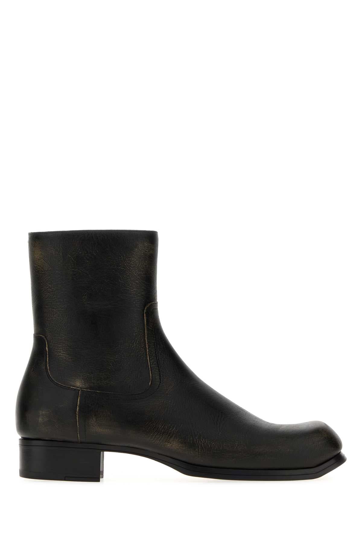 Black leather Float ankle boots
