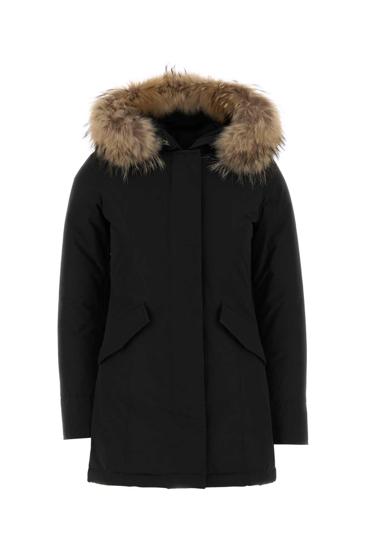 Black cotton blend Arctic parka