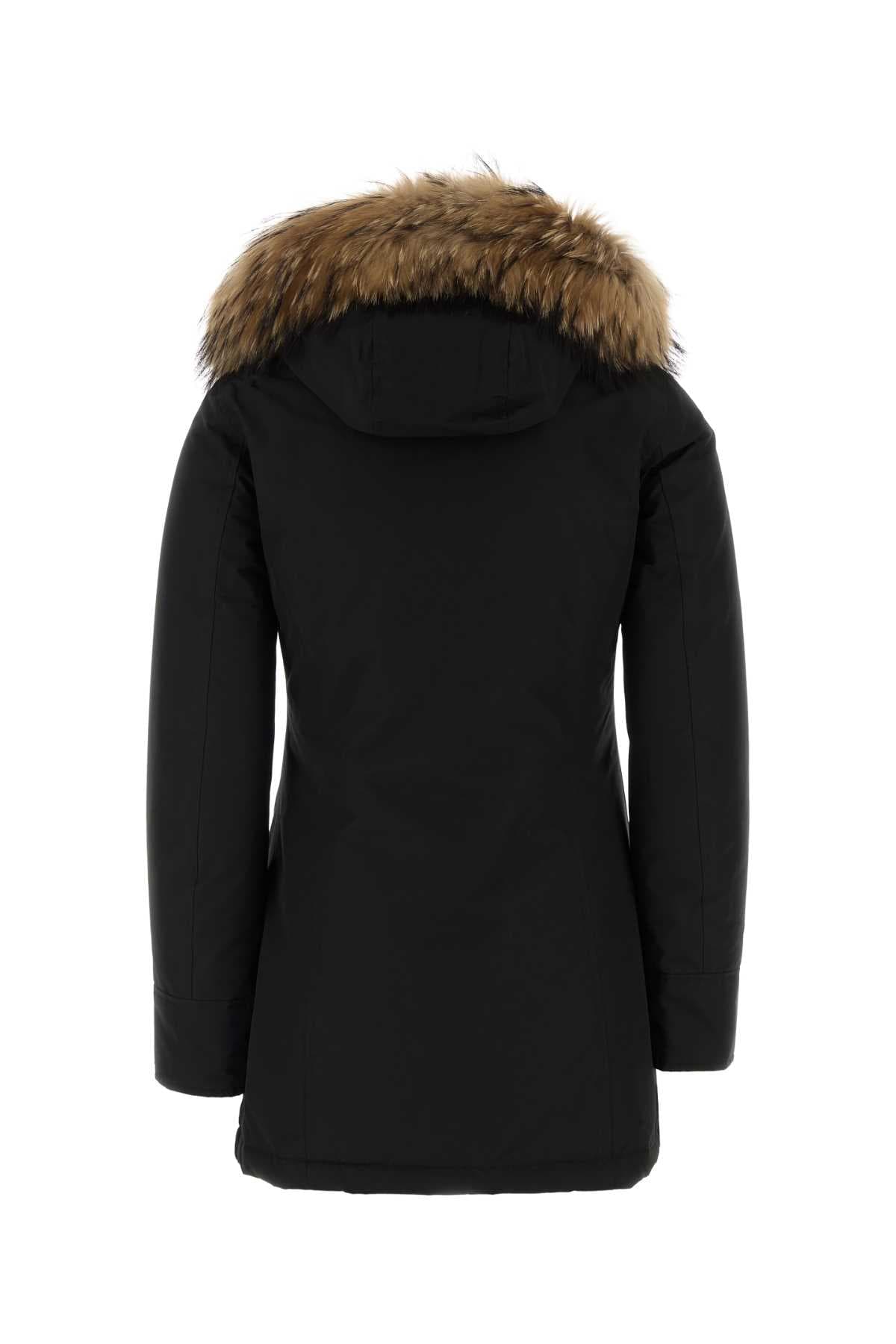 Black cotton blend Arctic parka - мініатюра 2