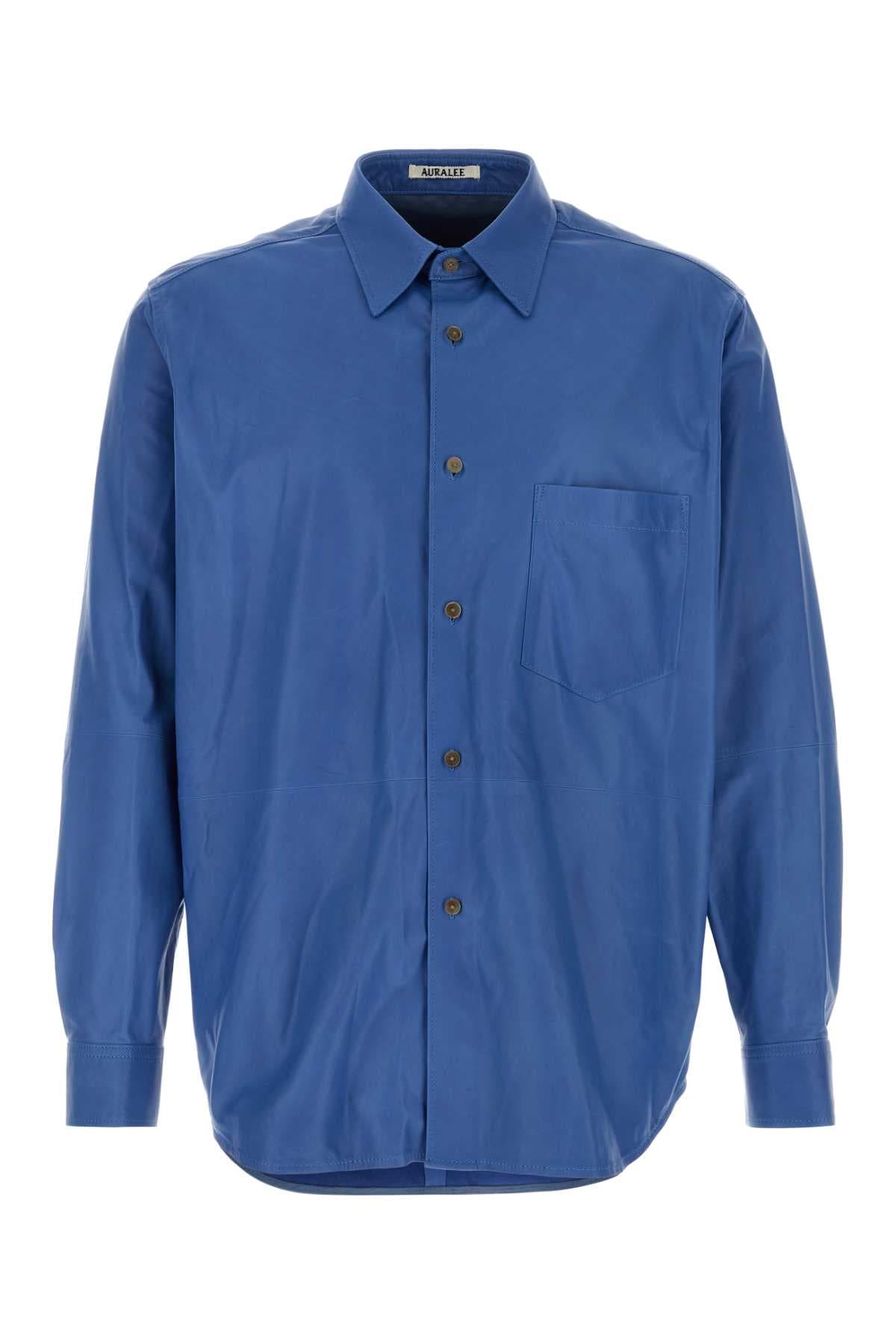 Cerulean leather shirt