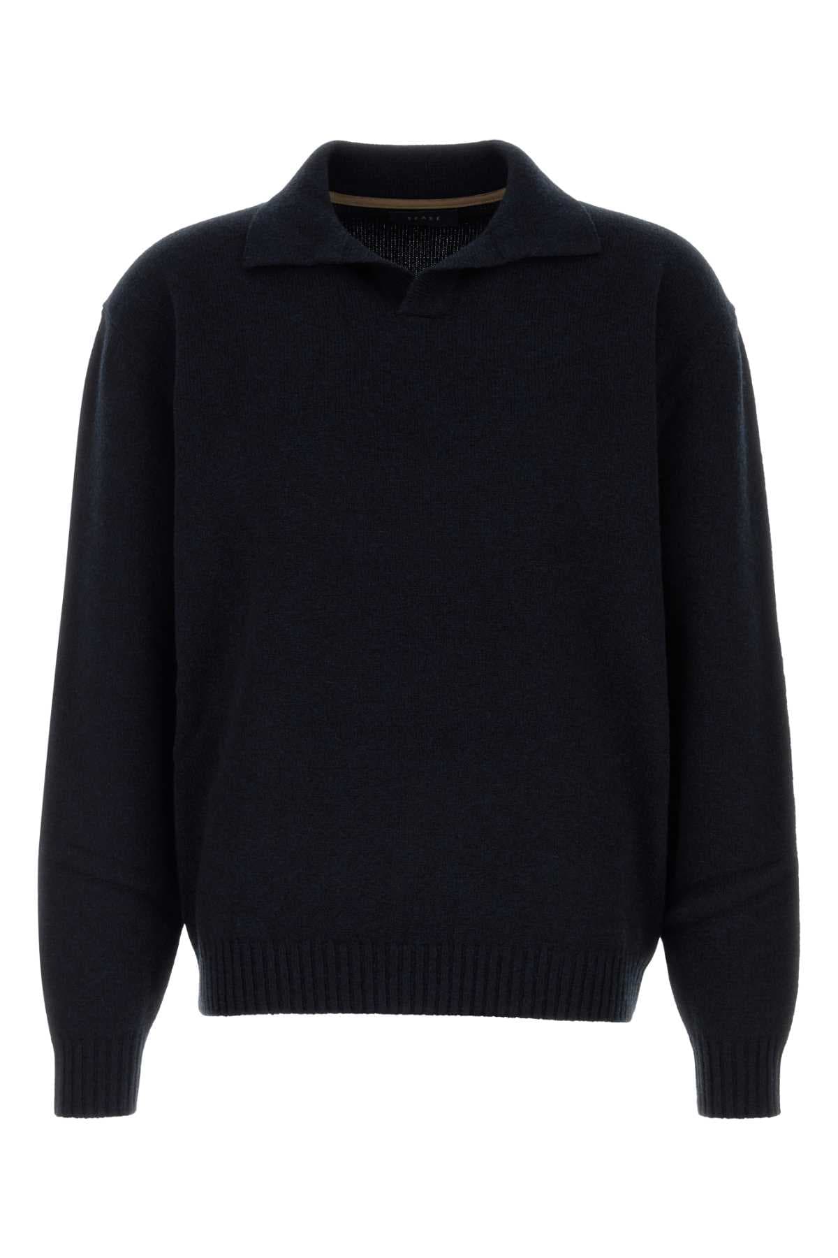 Midnight blue cashmere polo shirt