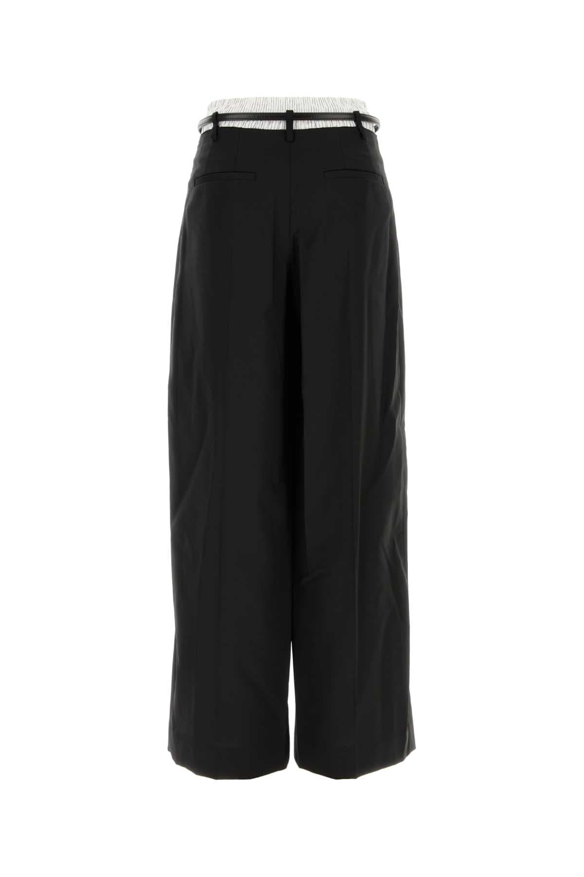 Black wool blend wide-leg pant - мініатюра 2