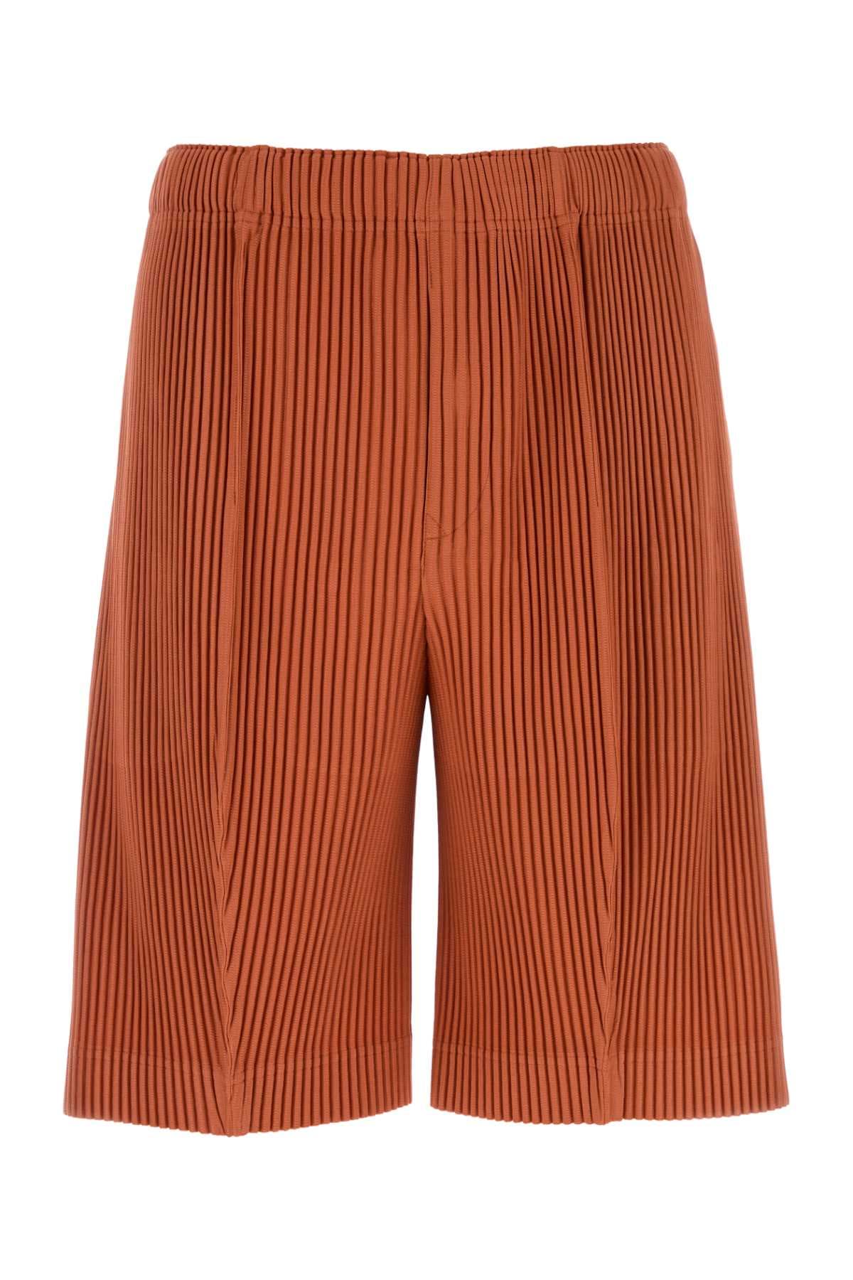 Orange polyester bermuda shorts