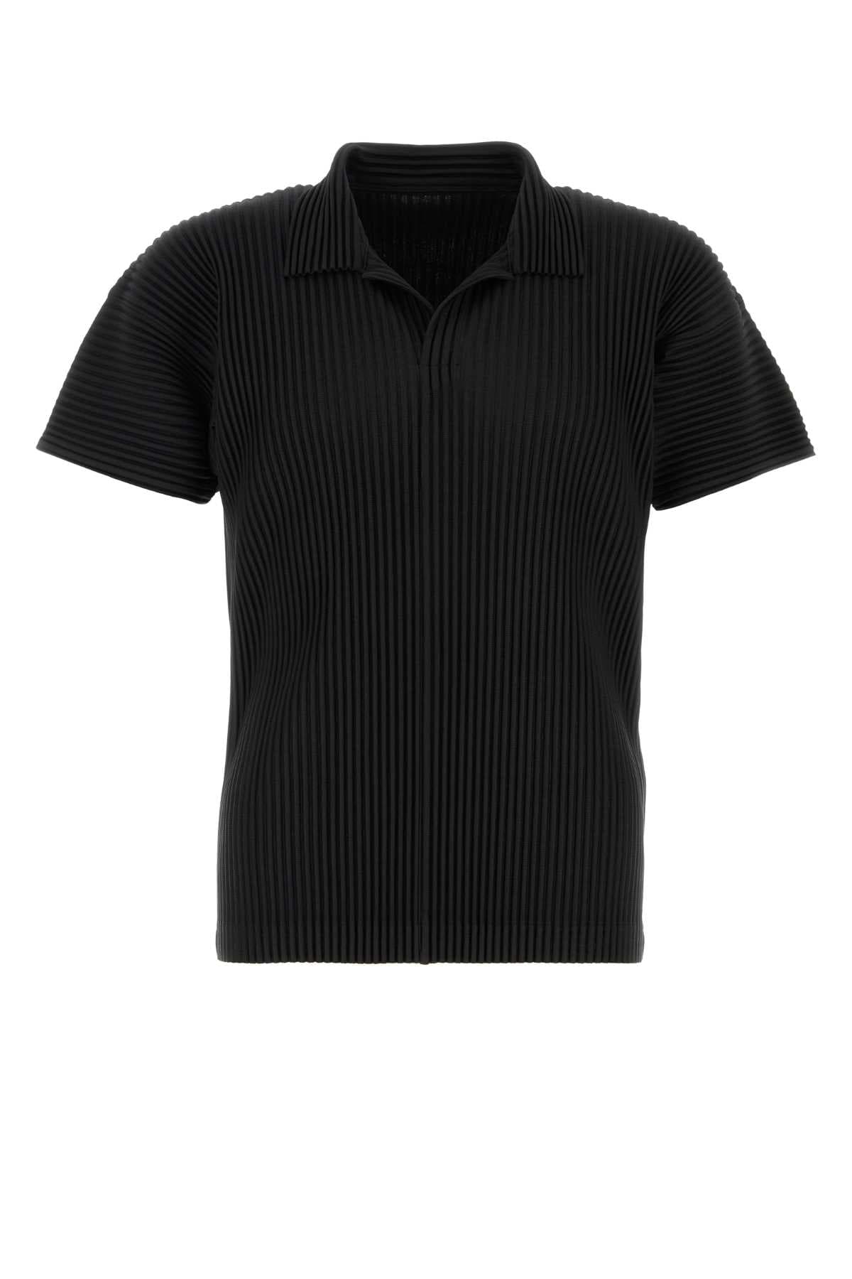 Black polyester polo shirt