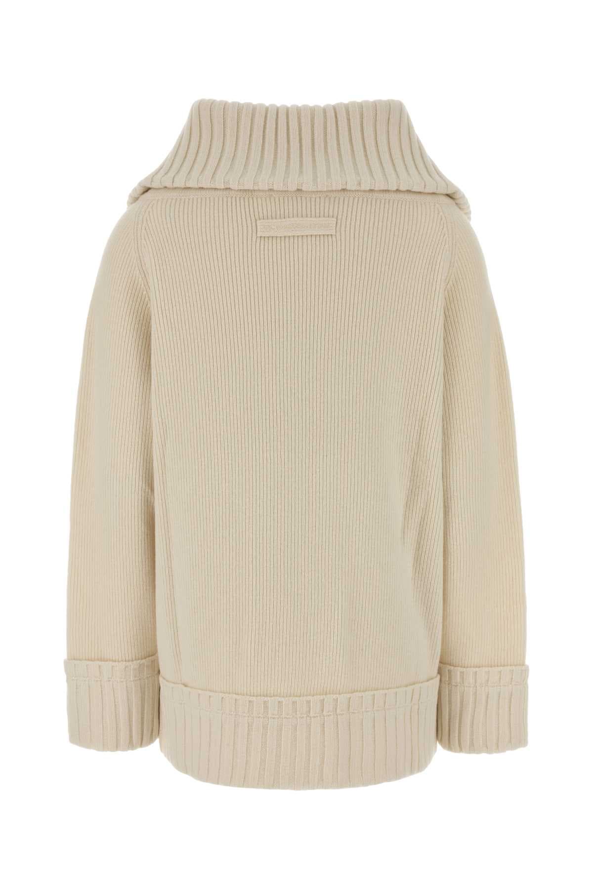 Cream wool blend sweater - мініатюра 2