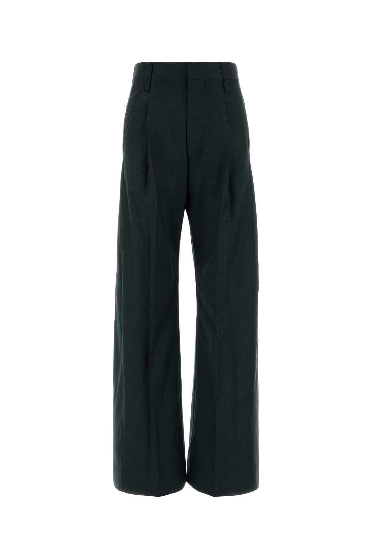Bottle green wool Ethel palazzo pant