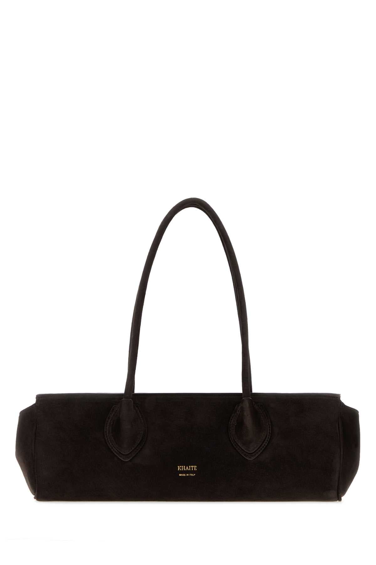 Dark brown suede Donna shoulder bag