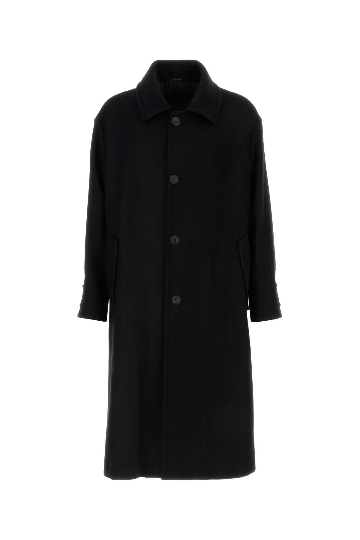 Black wool blend coat