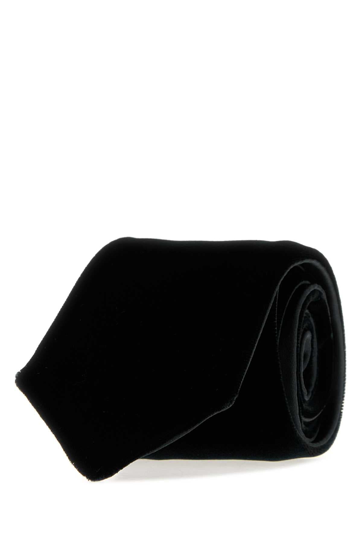 Black stretch velvet tie
