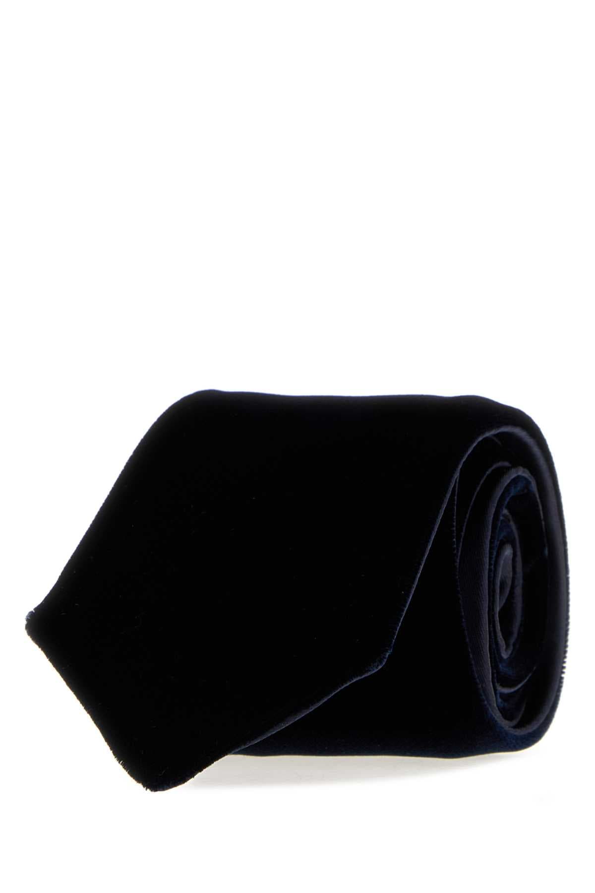 Midnight blue stretch velvet tie